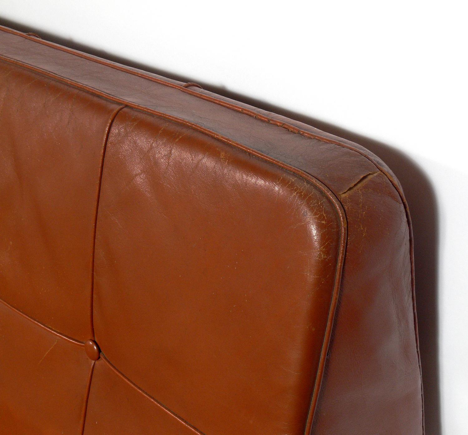 Danish Modern Sofa in Original Cognac Leather by Peter Hvidt 1