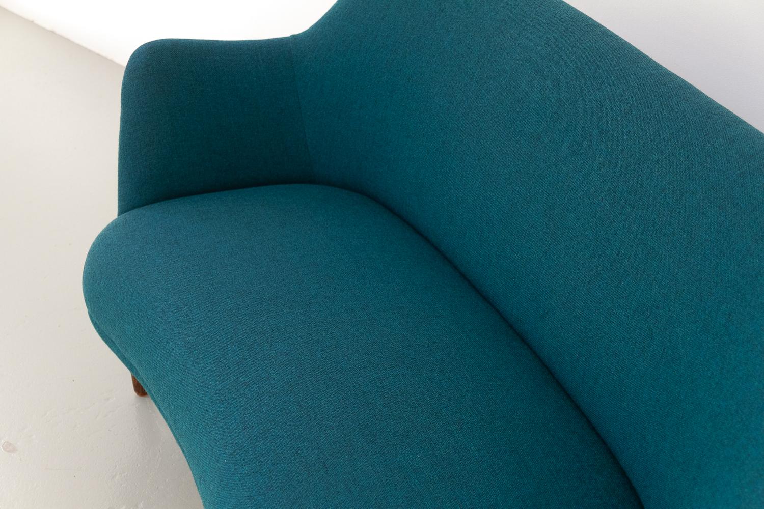 Sofá moderno danés en azul turquesa, años 50. en venta 12
