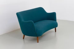 Danish Modern Sofa in Teal Blue, 1950s.