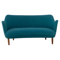Danish Modern Sofa in Teal Blue, 1950s.