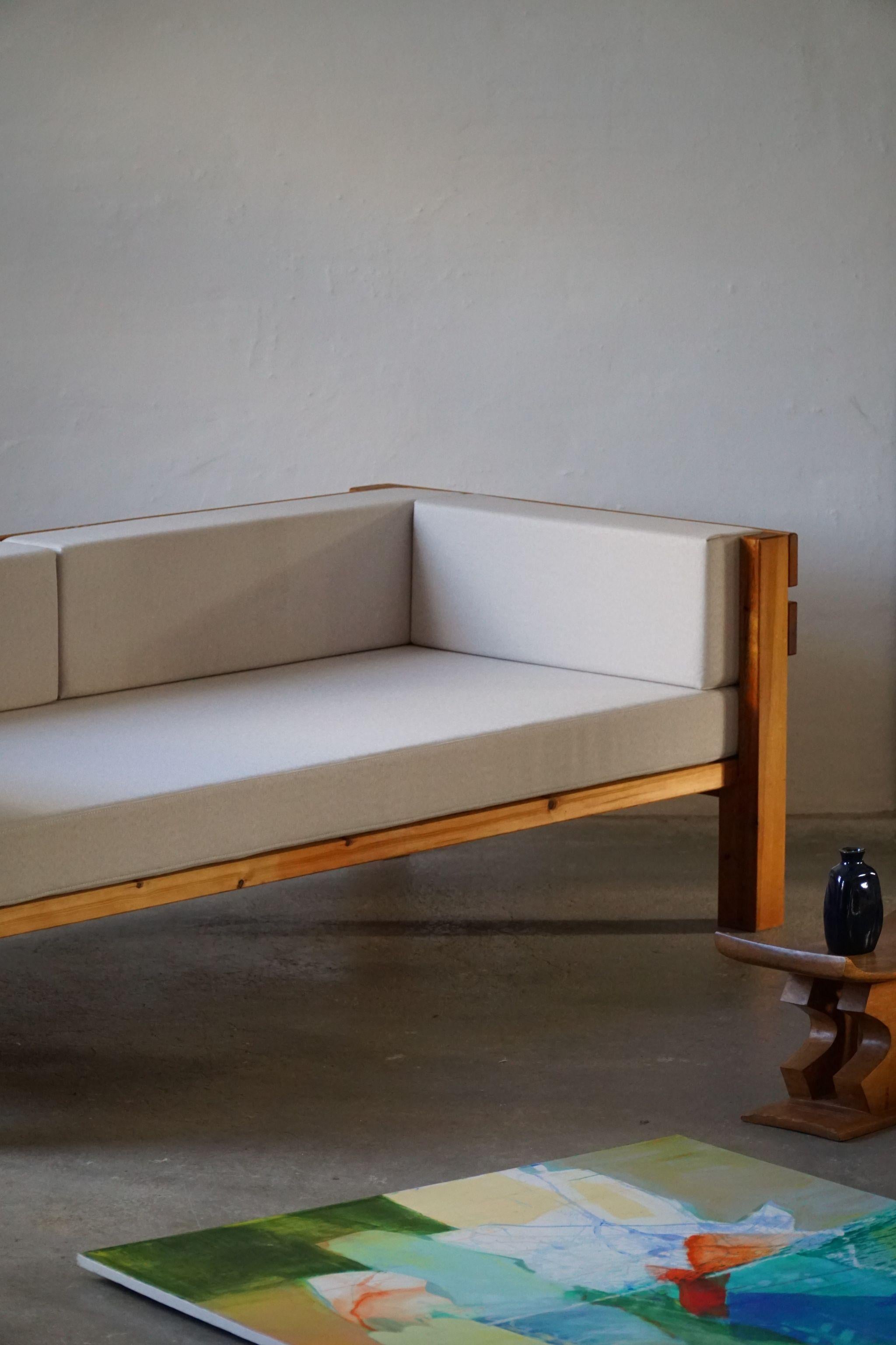 Danish Modern Sofa, Reupholstered, Made in Pine, by Nyt i Bo, 1970s 1