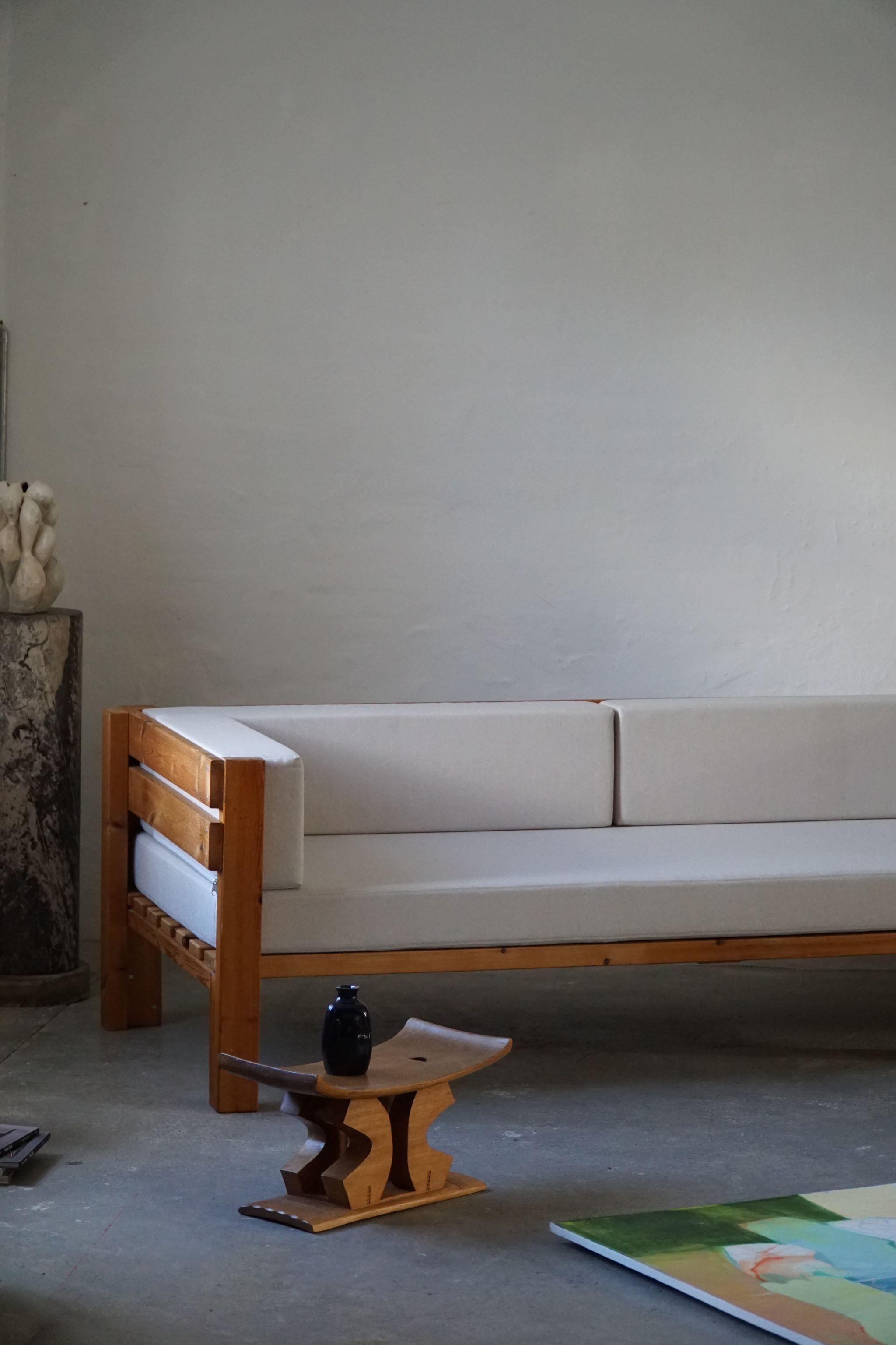 Danish Modern Sofa, Reupholstered, Made in Pine, by Nyt i Bo, 1970s 2