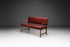 Danish Modern Sofa with Leather Upholstery and Oak Frame, Denmark 1940s