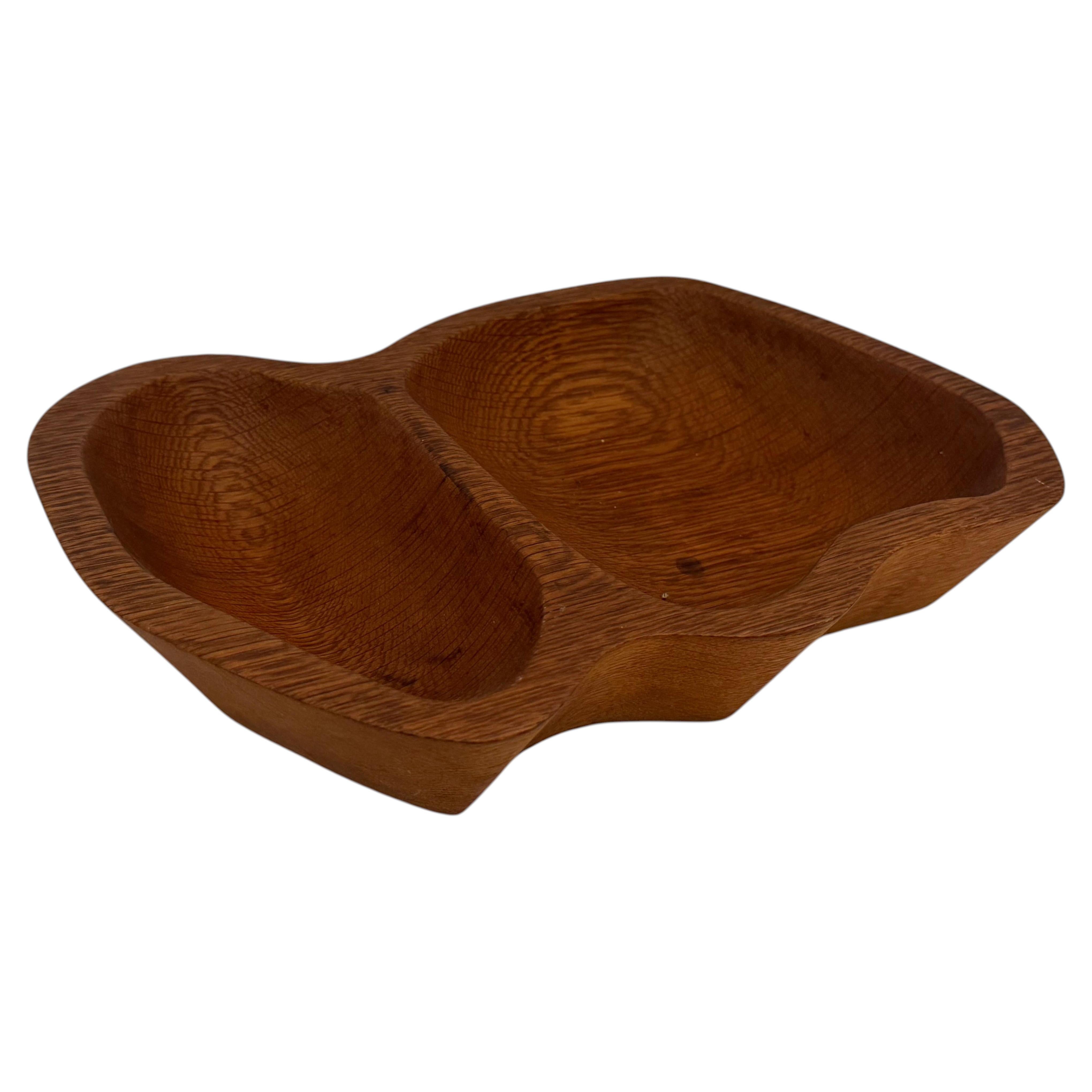 Danish Modern Solid Hand Carved Teak Freeform Bowl Catch It All For Sale