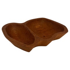 Danish Modern Solid Hand Carved Teak Freeform Bowl Catch It All