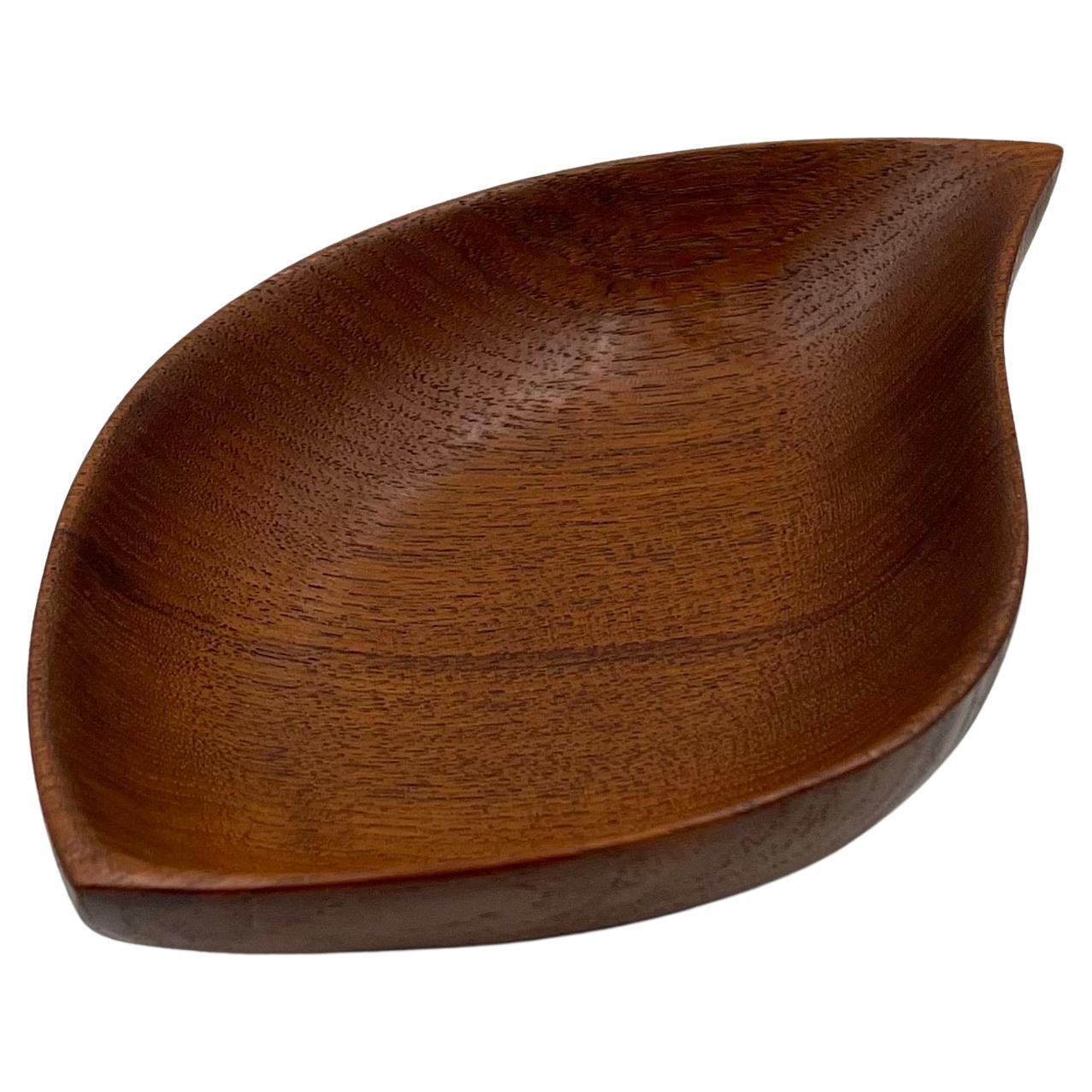 Danish Modern Solid Hand Carved Teak Freeform Bowl Catch It All