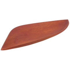 Vintage Danish Modern Solid Mahogany Freeform Hand Carved Tray