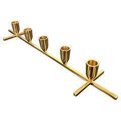 Danish Modern Solid Polished Brass Candle Holder