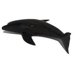 Danish Modern Solid Rosewood Handcrafted Dolphin Sculpture