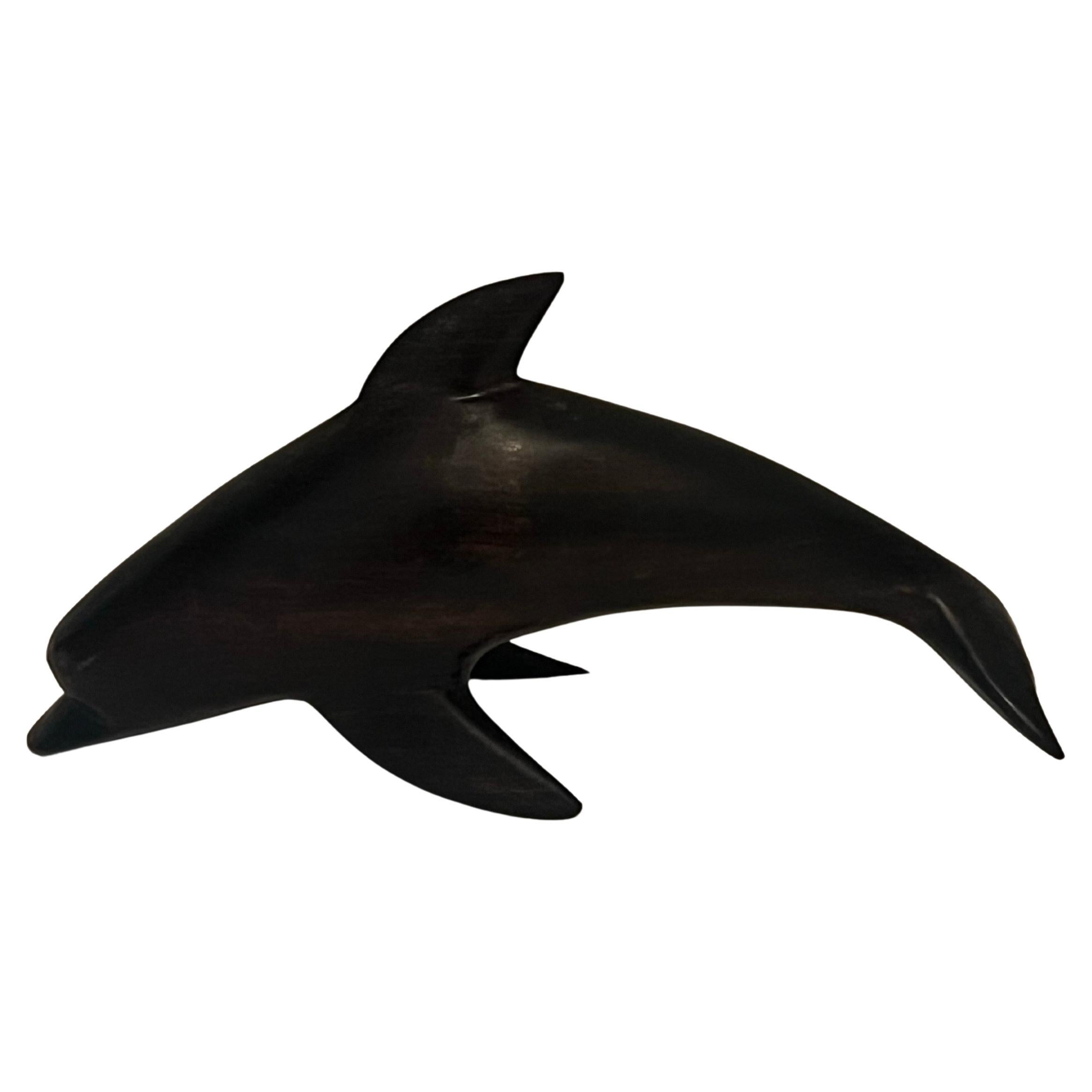 Danish Modern Solid Rosewood Handcrafted Dolphin Sculpture