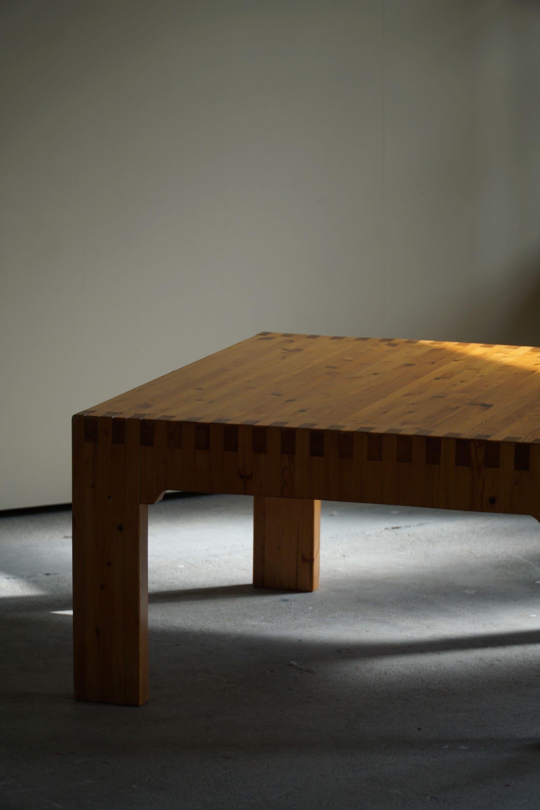 Danish Modern Solid Square Pine Coffee Table, Made in 1970s 5