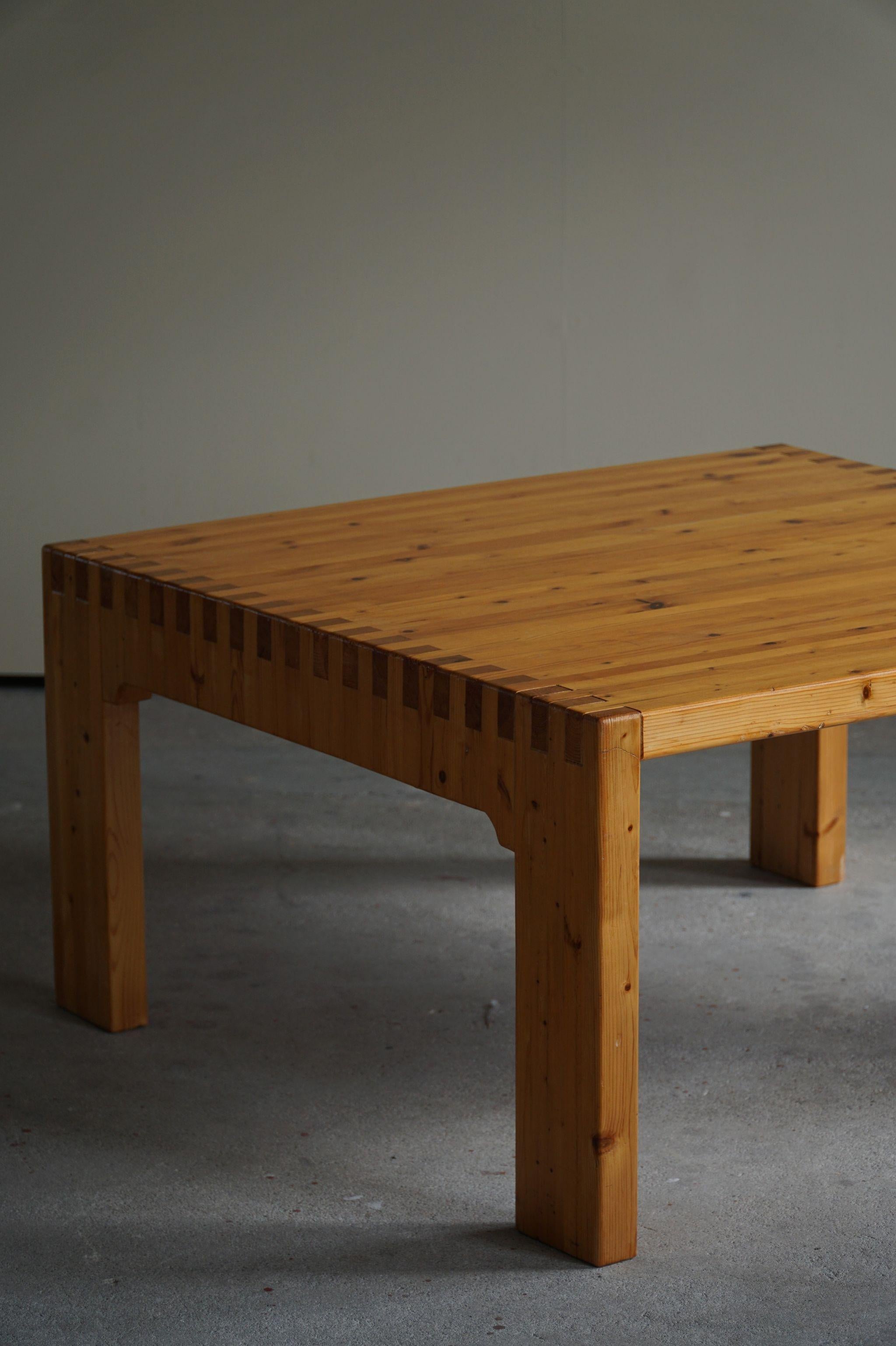 Danish Modern Solid Square Pine Coffee Table, Made in 1970s 7