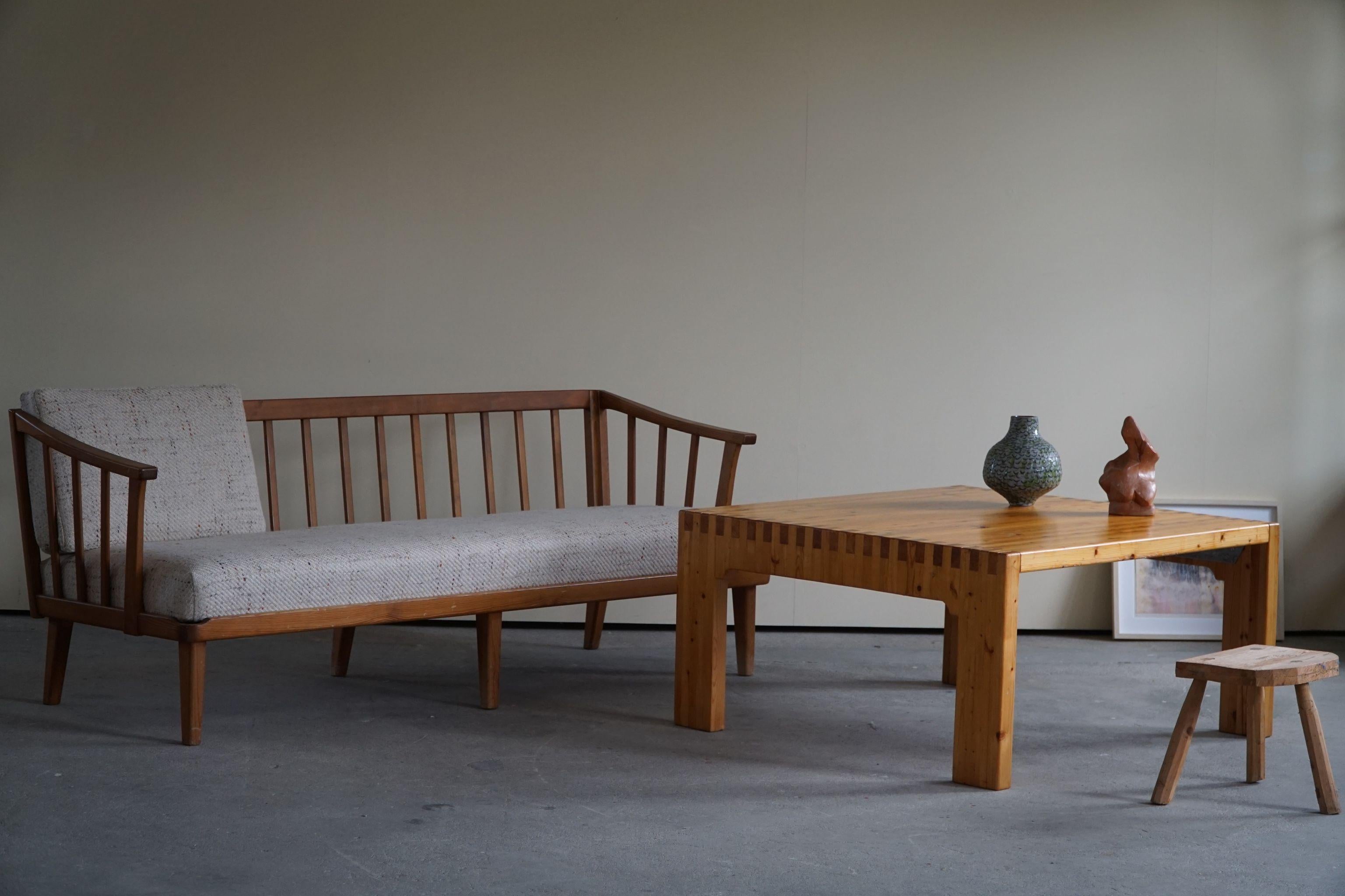 Danish Modern Solid Square Pine Coffee Table, Made in 1970s 8