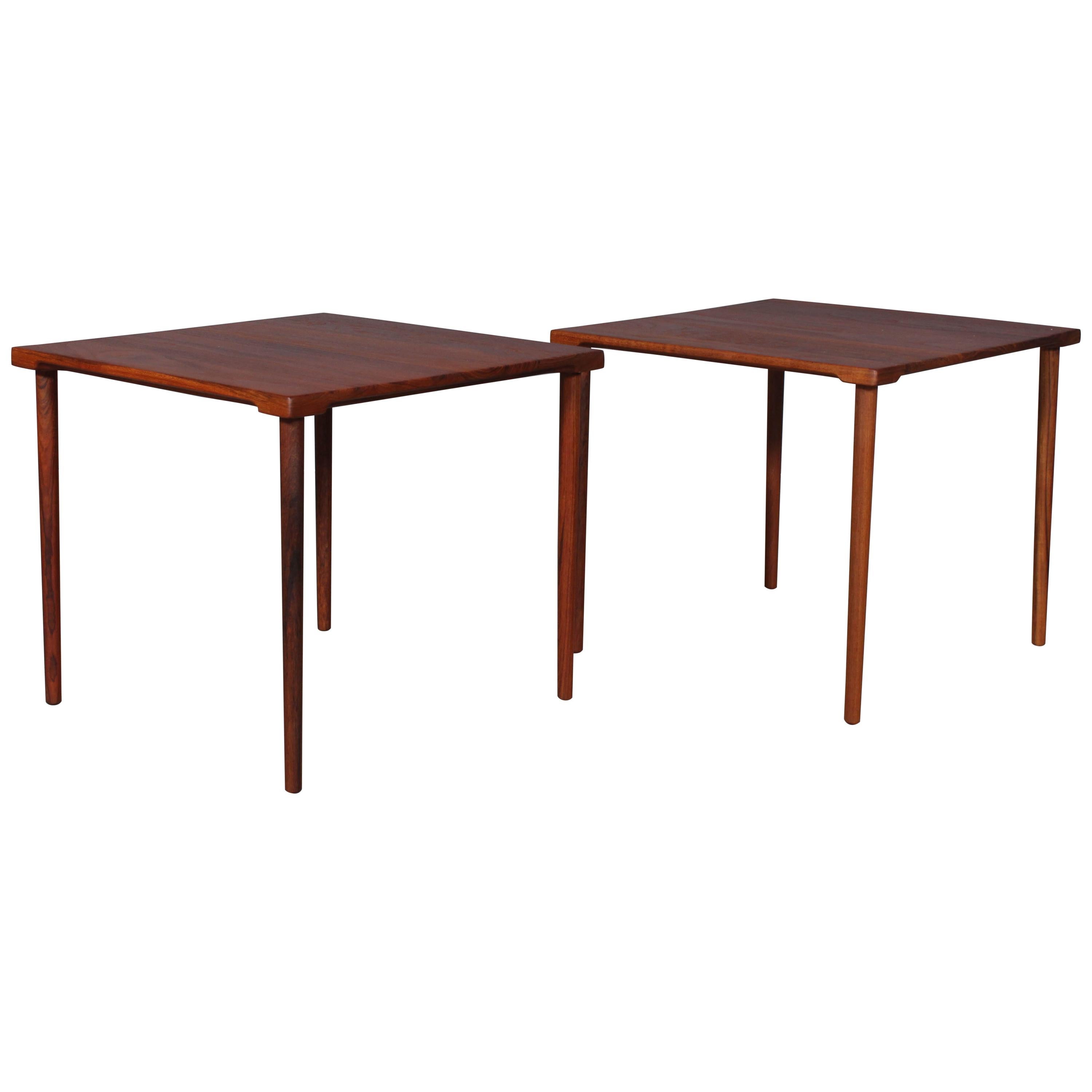 Danish Modern Solid Teak 1960s Square Side Tables by Hvidt & Mølgaard-Nielsen