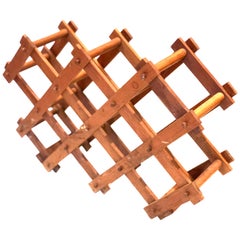 Danish Modern Solid Teak 8 Bottle Capacity Folding Wine Rack