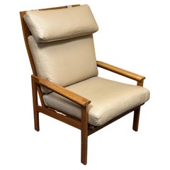 Danish Modern Solid Teak and Leather High Back Armchair by Niels Eilersen