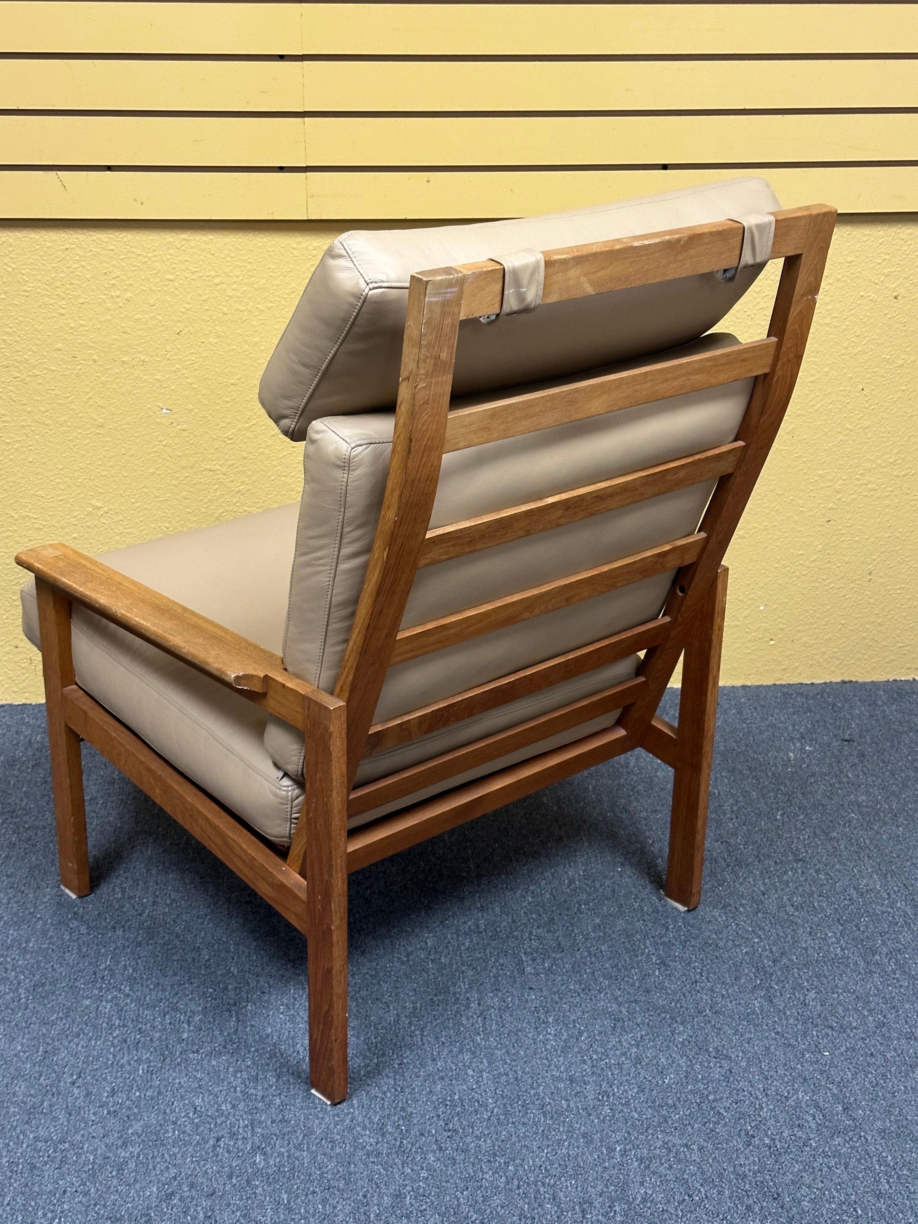 Danish Modern Solid Teak and Leather High Back Armchair by Niels Eilersen For Sale 2