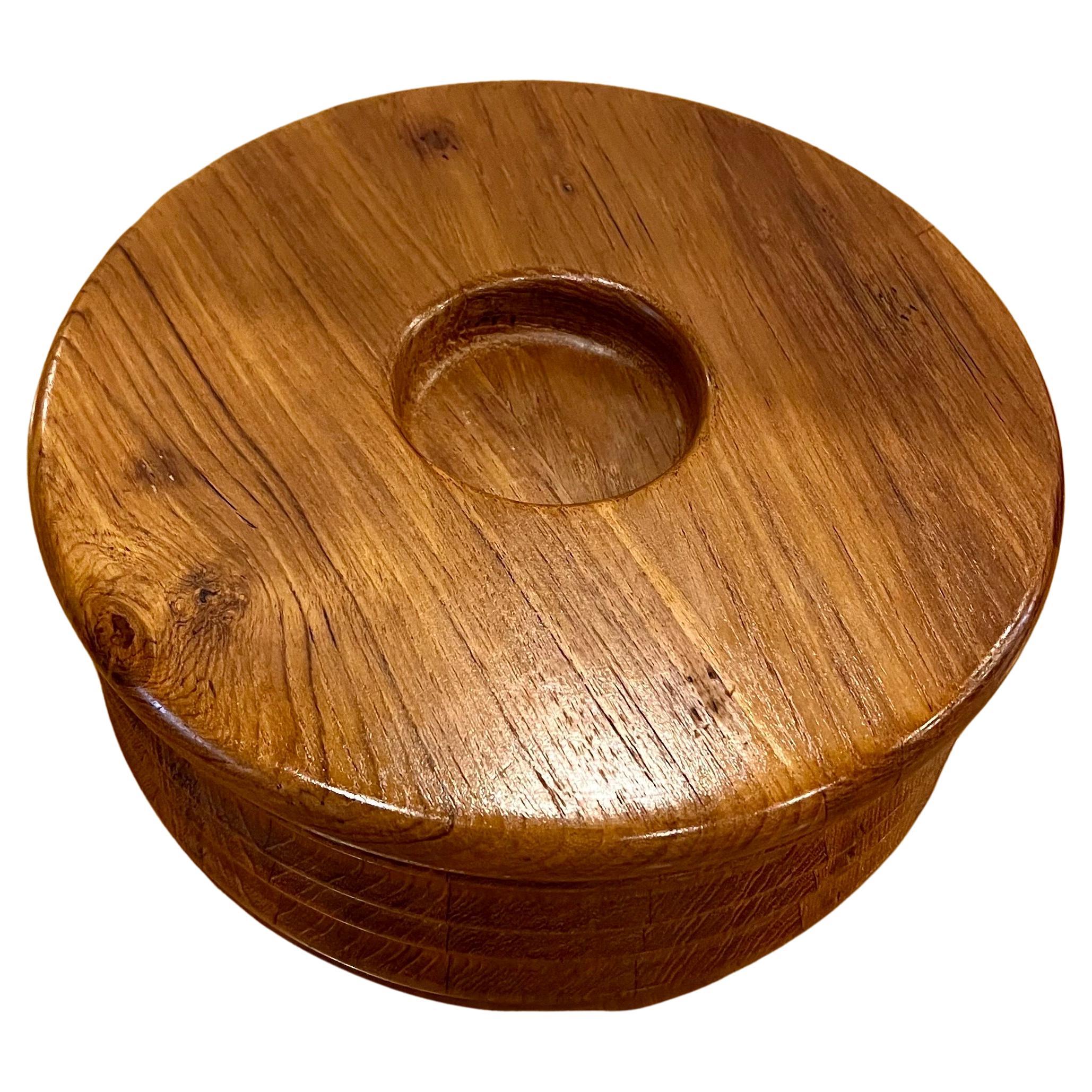 Scandinavian Modern Danish Modern solid Teak Bowl With Lid By Mandalay Genuine Teak For Sale
