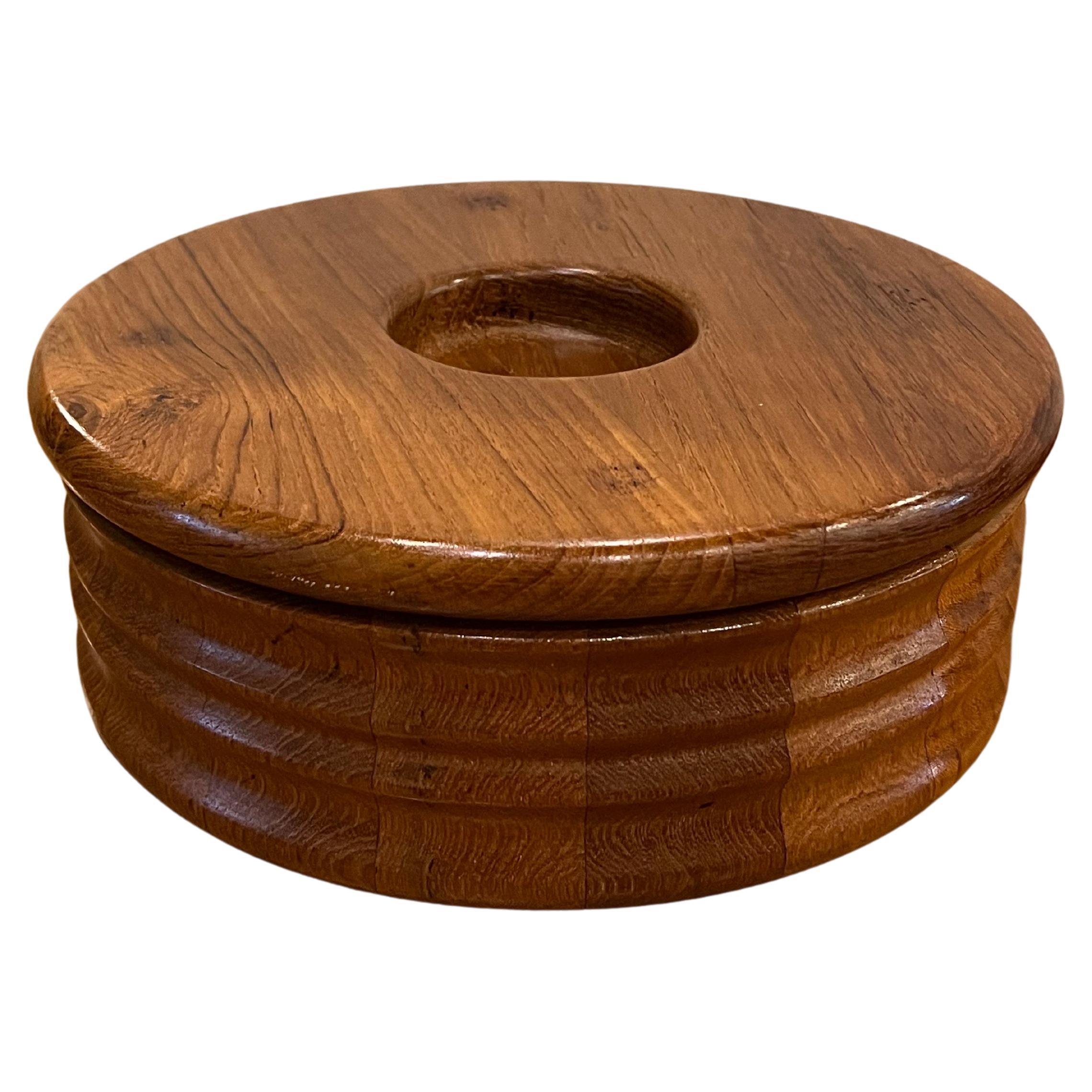 Danish Modern solid Teak Bowl With Lid By Mandalay Genuine Teak For Sale