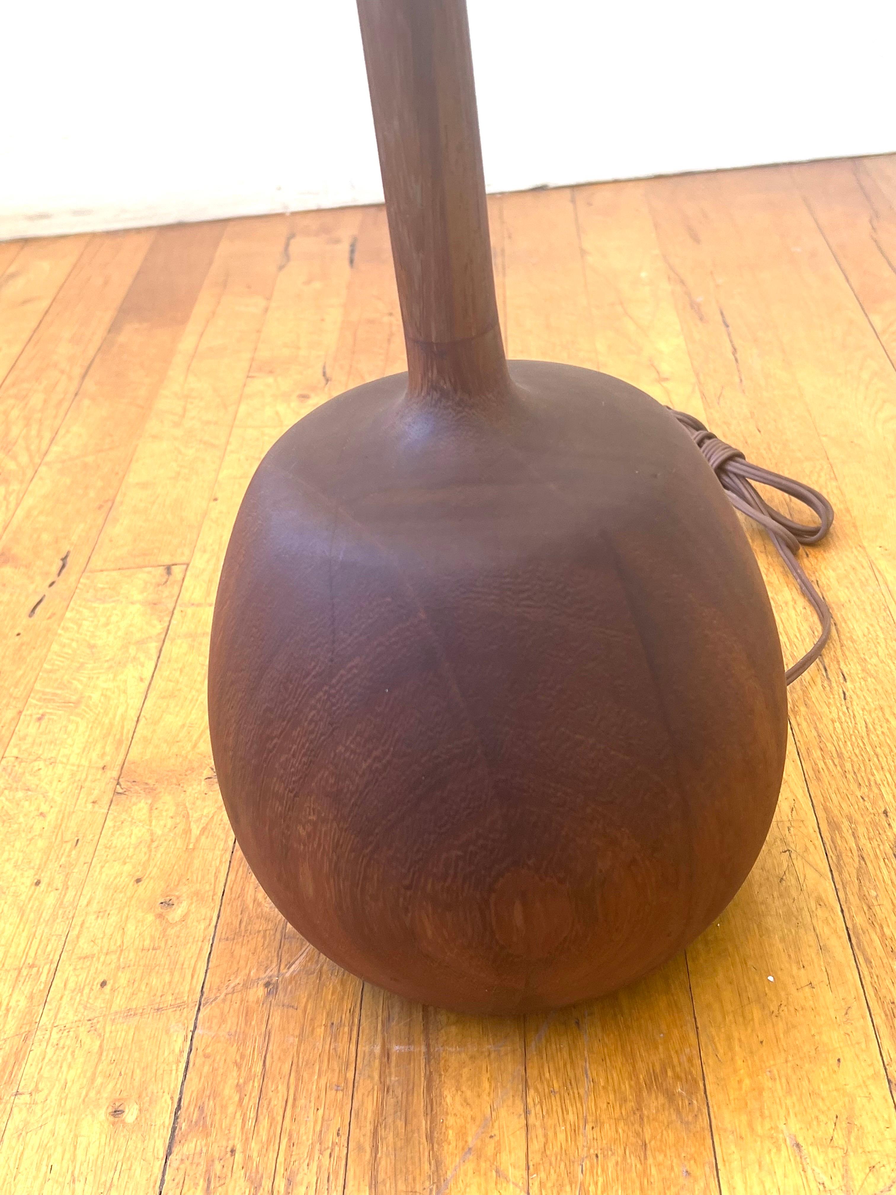 20th Century Danish Modern Solid Teak Bulbous Sculptural Base Floor Lamp