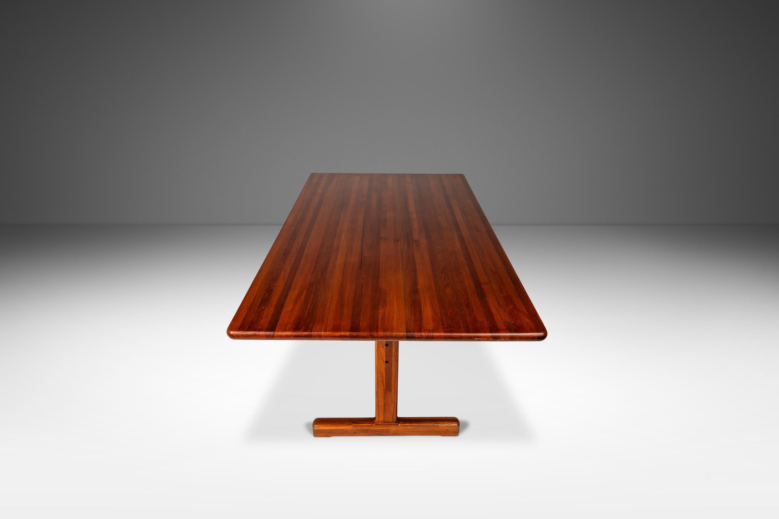 Mid-Century Modern Danish Modern Solid Teak Butcherblock Dining Table / Desk / Workbench, c. 1970s