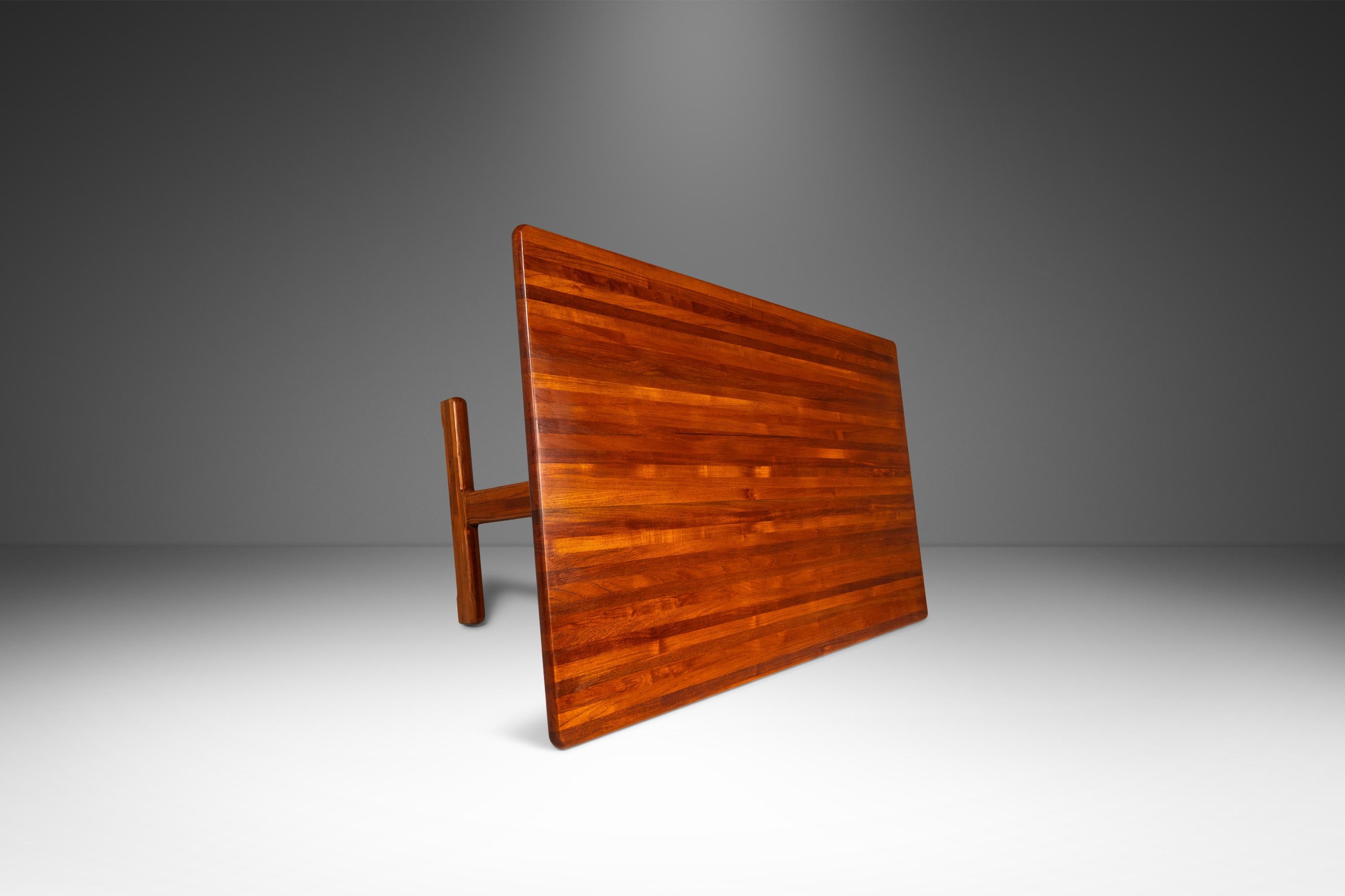 Danish Modern Solid Teak Butcherblock Dining Table / Desk / Workbench, c. 1970s In Good Condition In Deland, FL