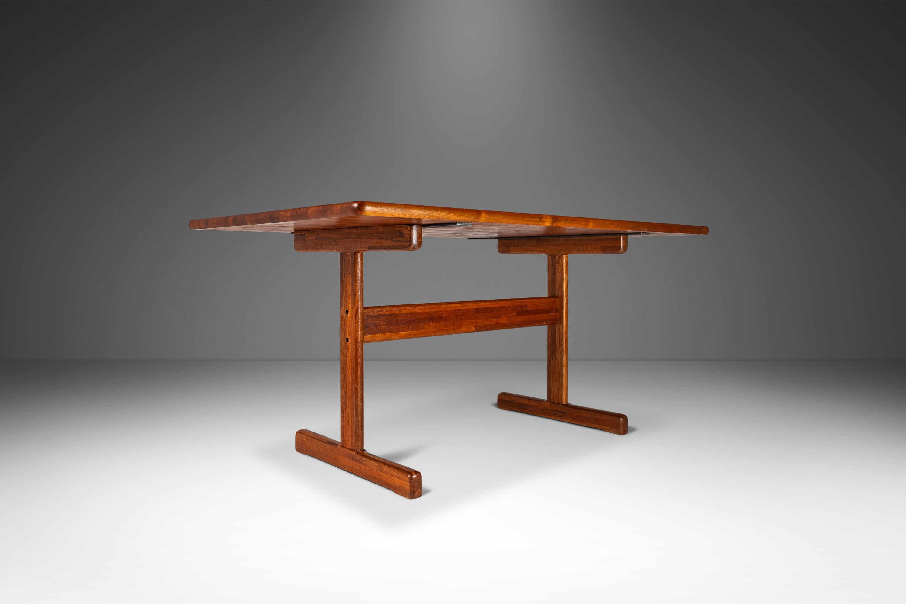 Late 20th Century Danish Modern Solid Teak Butcherblock Dining Table / Desk / Workbench, c. 1970s