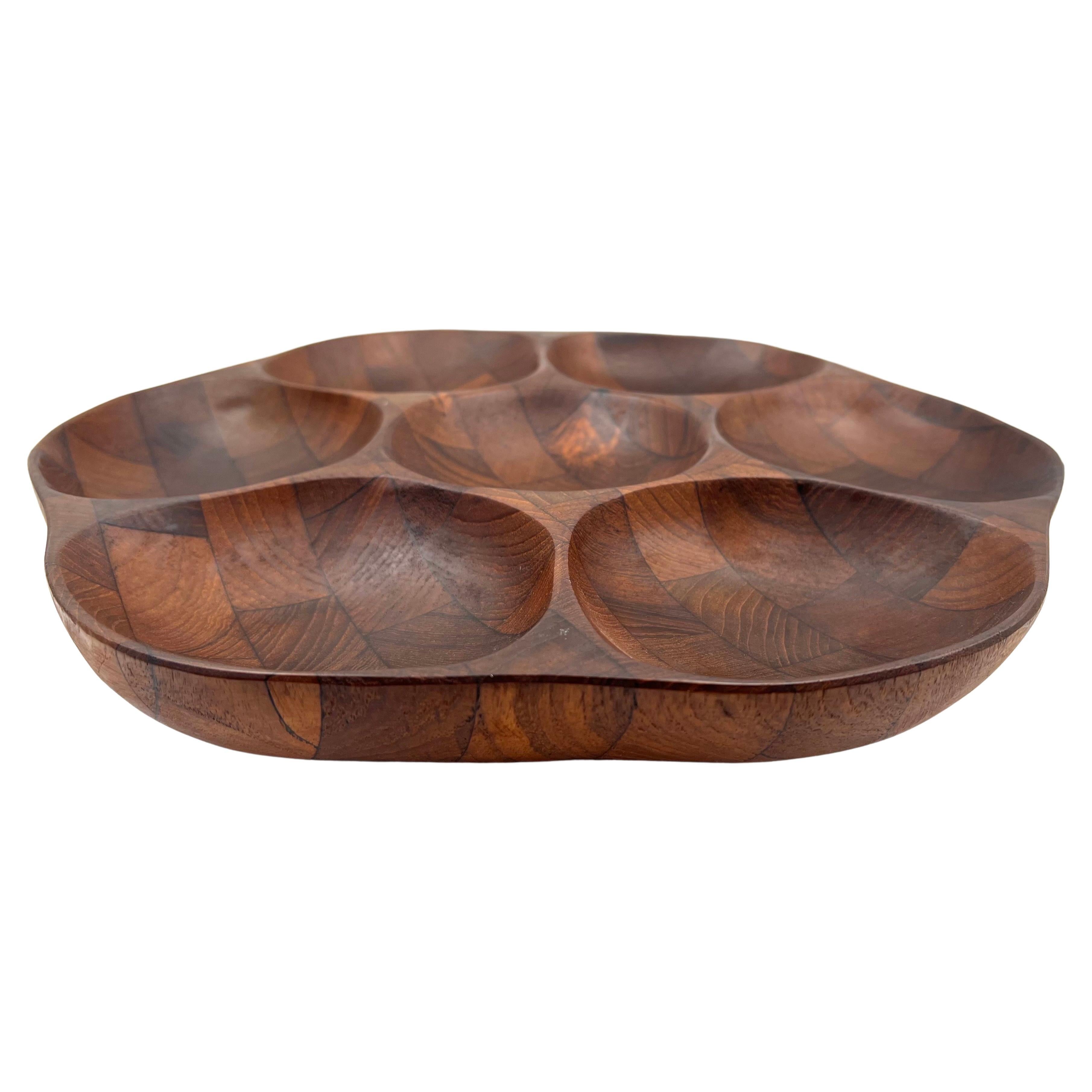 Beautiful solid teak butcherblock lazy susan, great for nuts olives, etc.