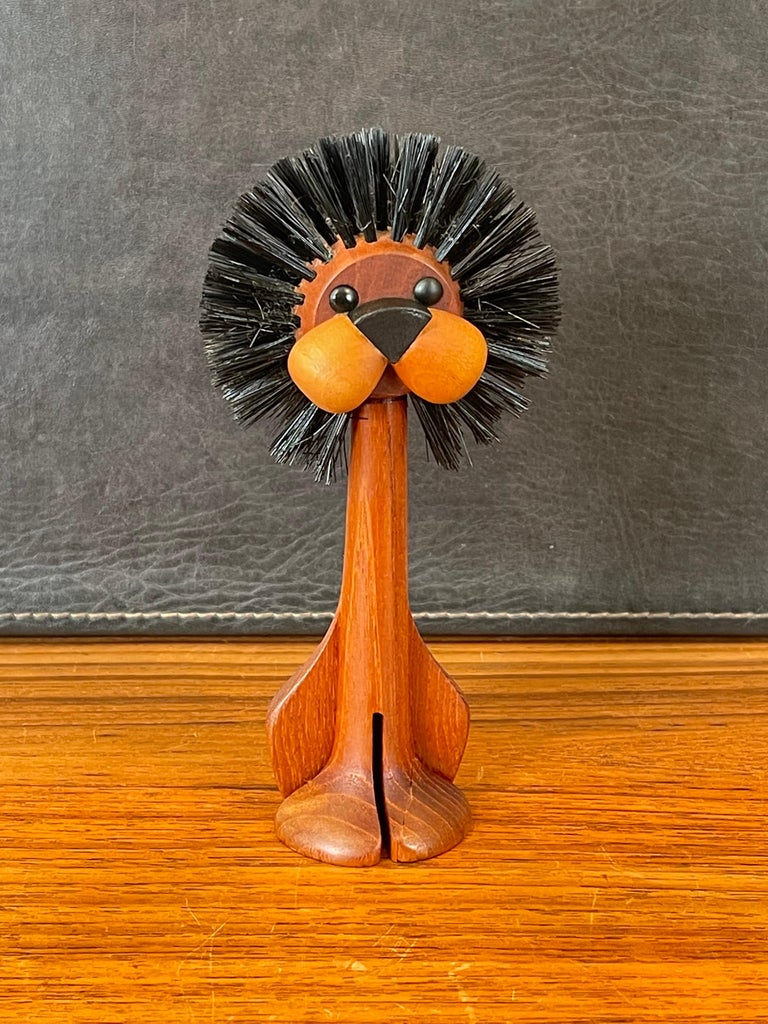 Danish Modern Solid Teak Carved Lion Toy / Lint Brush, Bojesen Era For Sale at 1stDibs toy brush