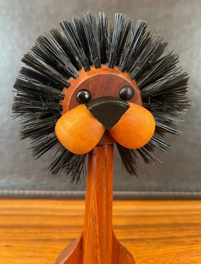 Danish Modern Solid Teak Carved Lion Toy / Lint Brush, Bojesen Era For Sale at 1stDibs toy brush