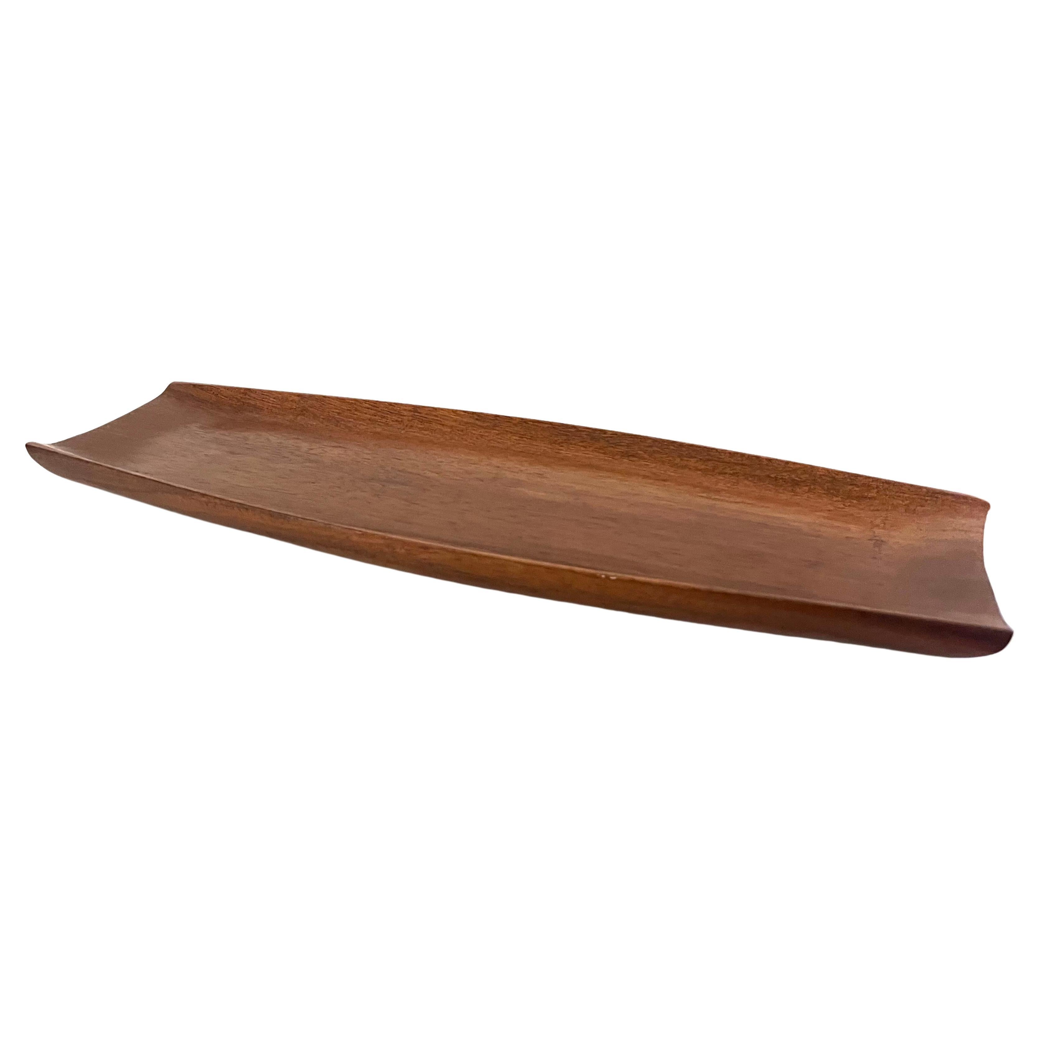 20th Century Danish Modern Solid Teak Catch It All Hand Carved Tray For Sale
