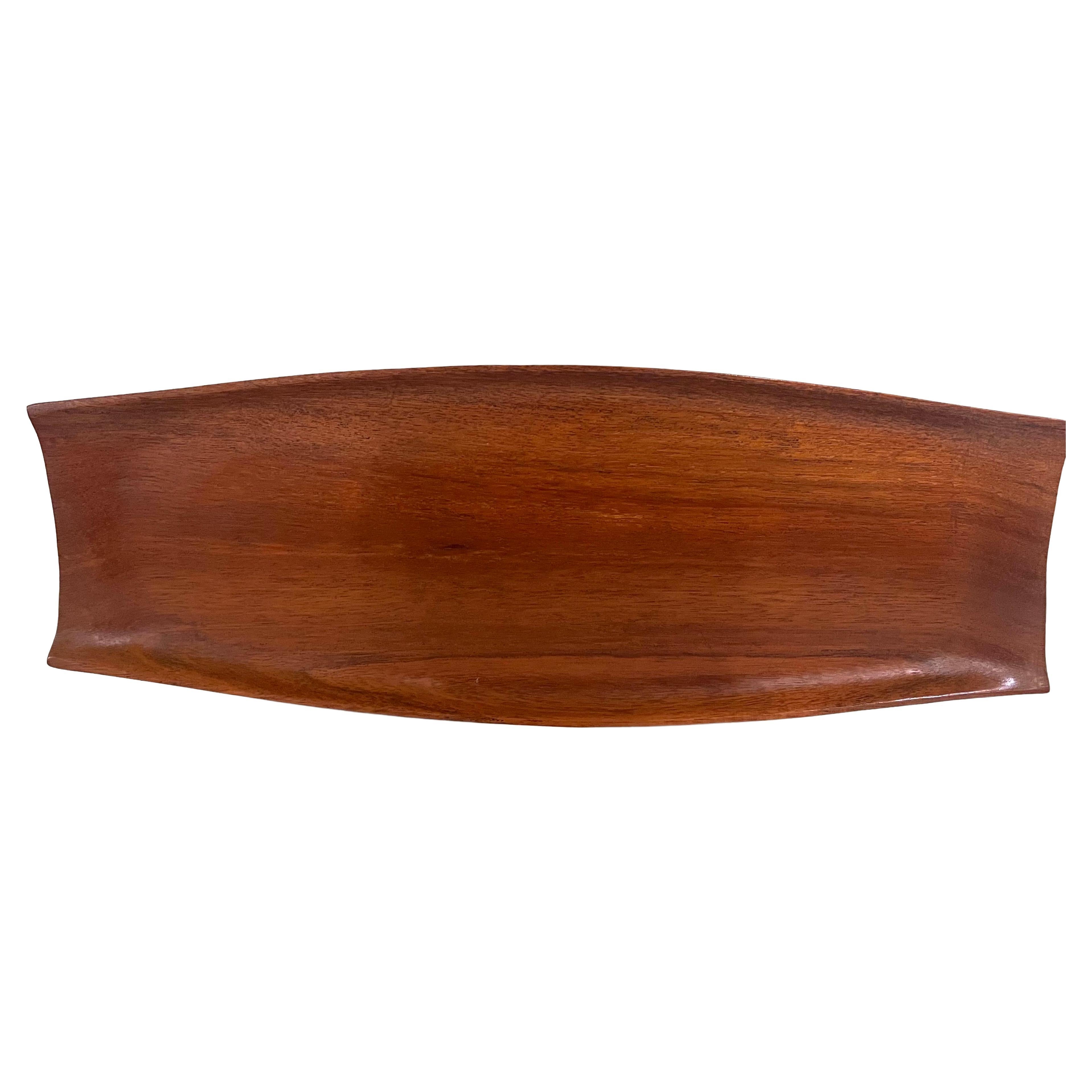 Danish Modern Solid Teak Catch It All Hand Carved Tray For Sale