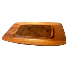 Danish Modern Solid Teak Cheese and Crackers Tray by Dansk Quistgaard