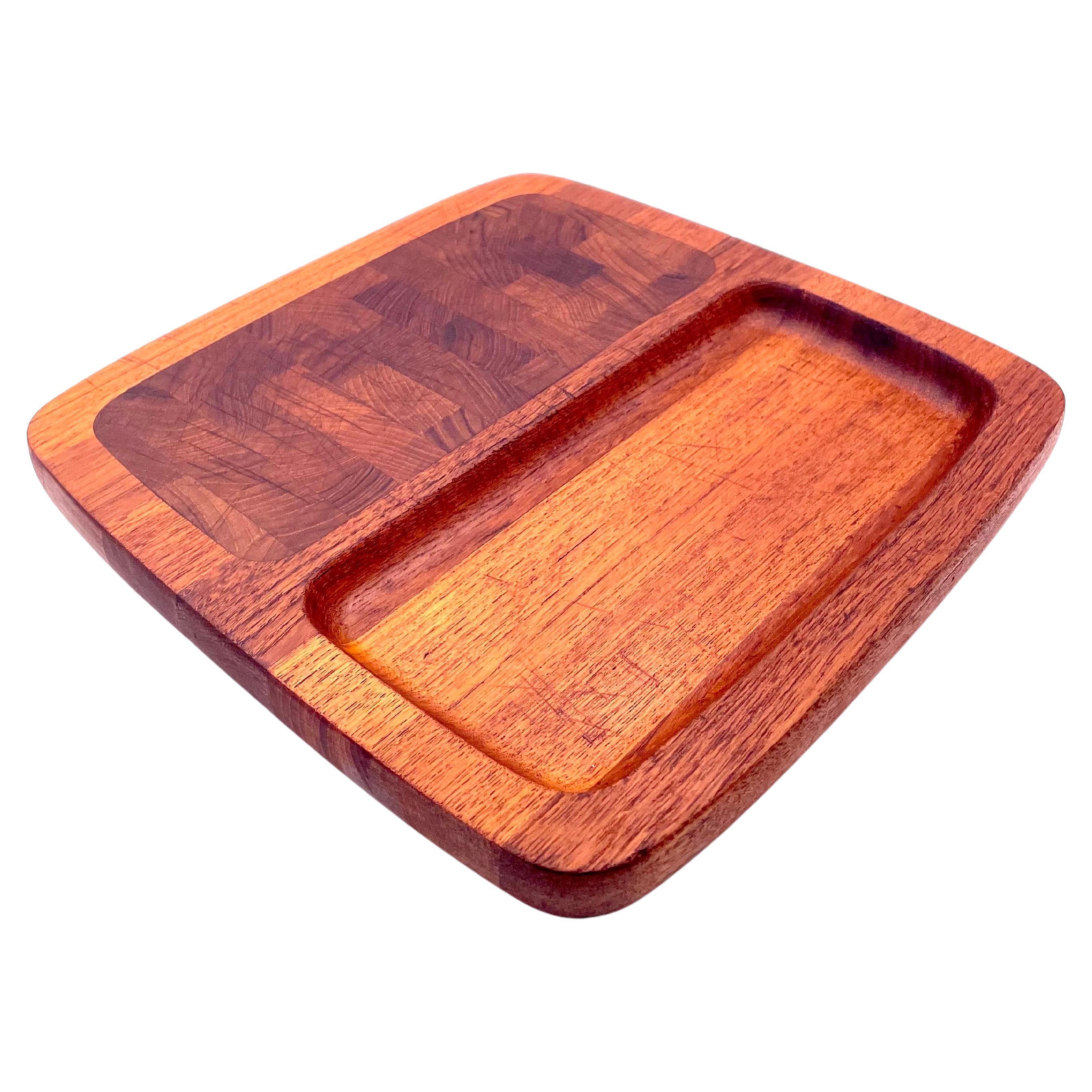 Danish Modern Solid Teak Cheese and Crackers Tray by Dansk Quistgaard For Sale