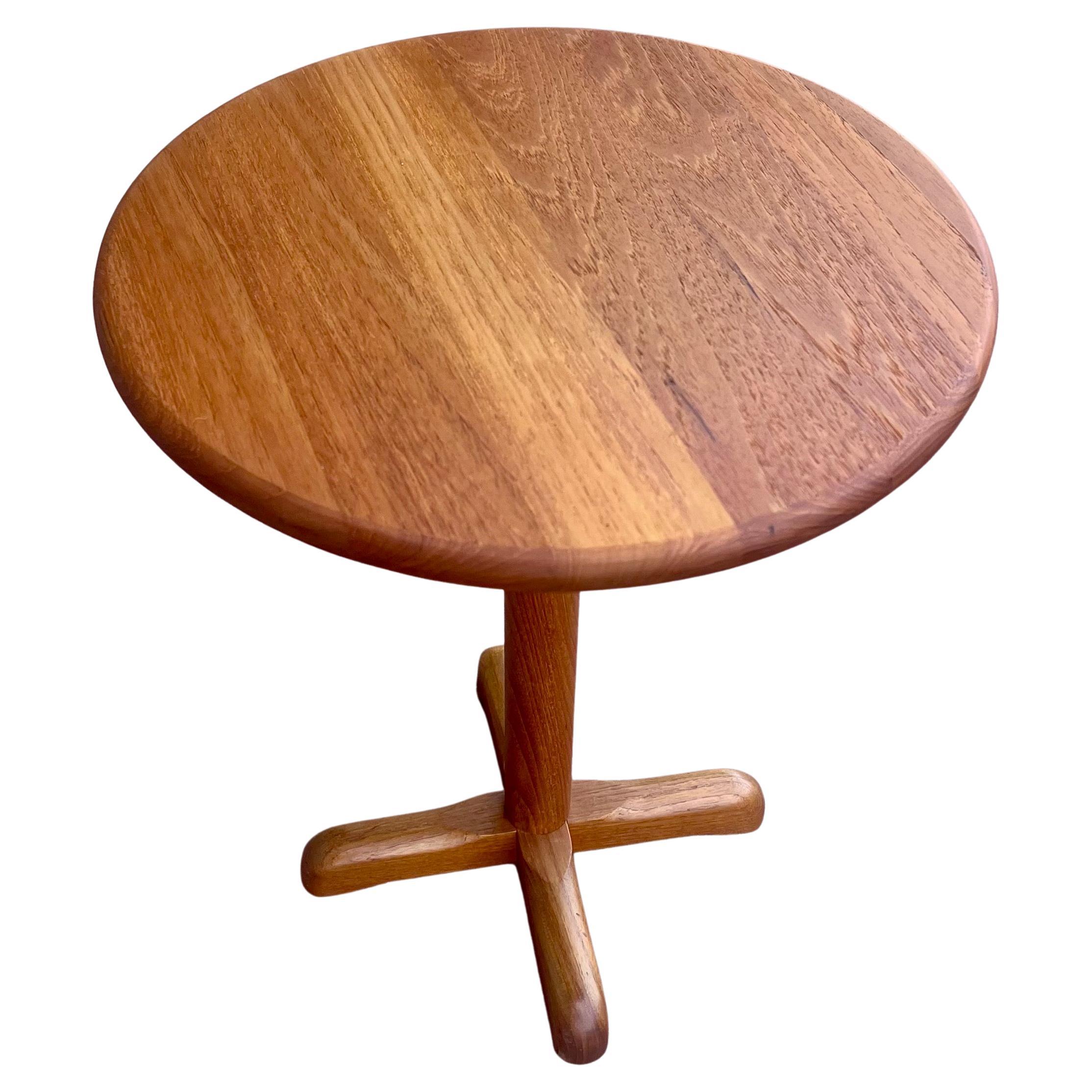 Beautiful simple elegant design Danish Teak solid pedestal cocktail table, circa 1980's freshly refinished excellent condition solid sturdy, and great quality.