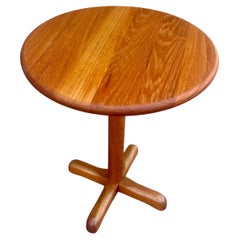 Danish Modern Solid Teak Cocktail Small Pedestal Round table 