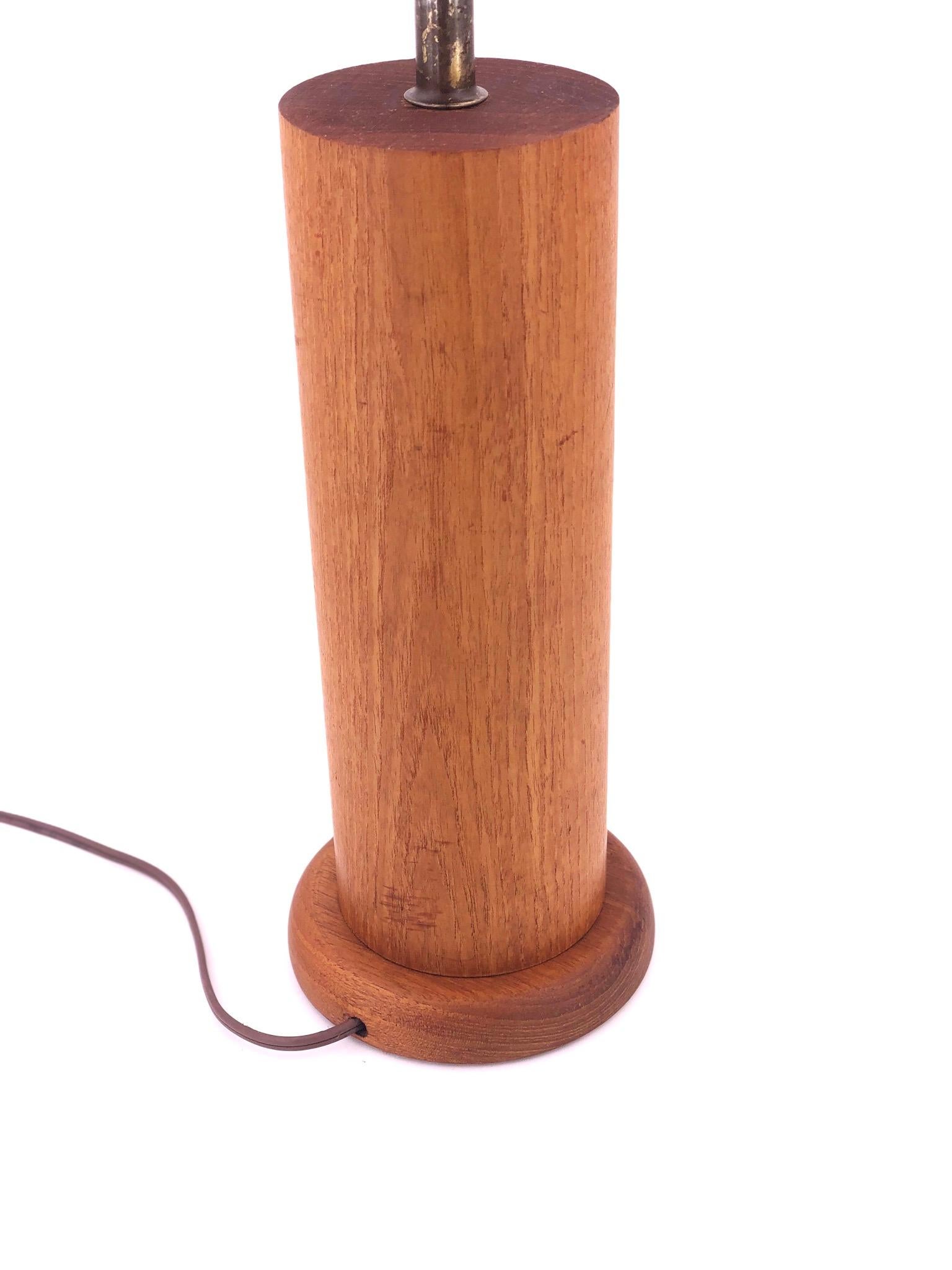 Danish Modern Solid Teak Column Lamp In Good Condition In San Diego, CA