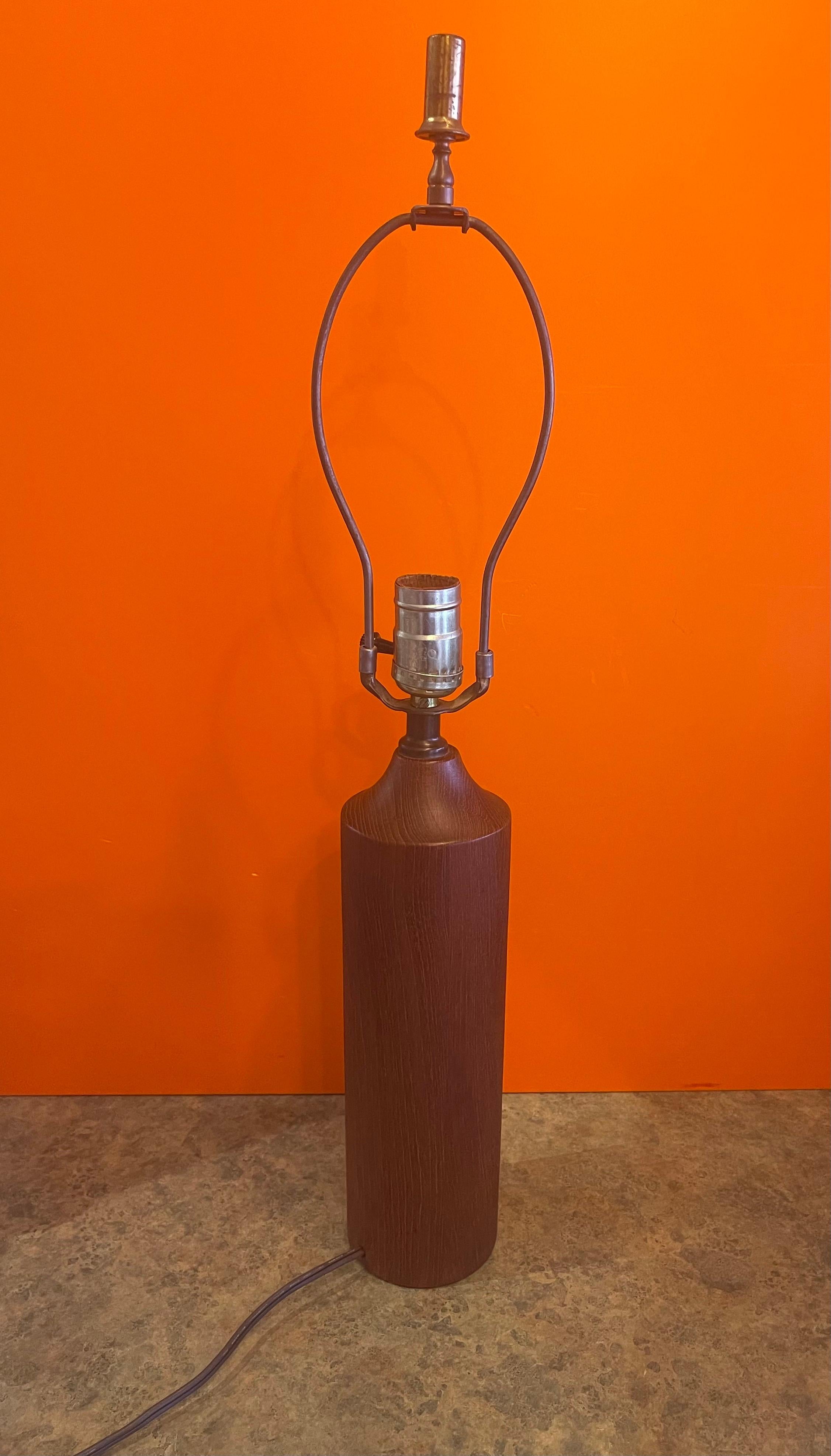 20th Century Danish Modern Solid Teak Column Table Lamp For Sale