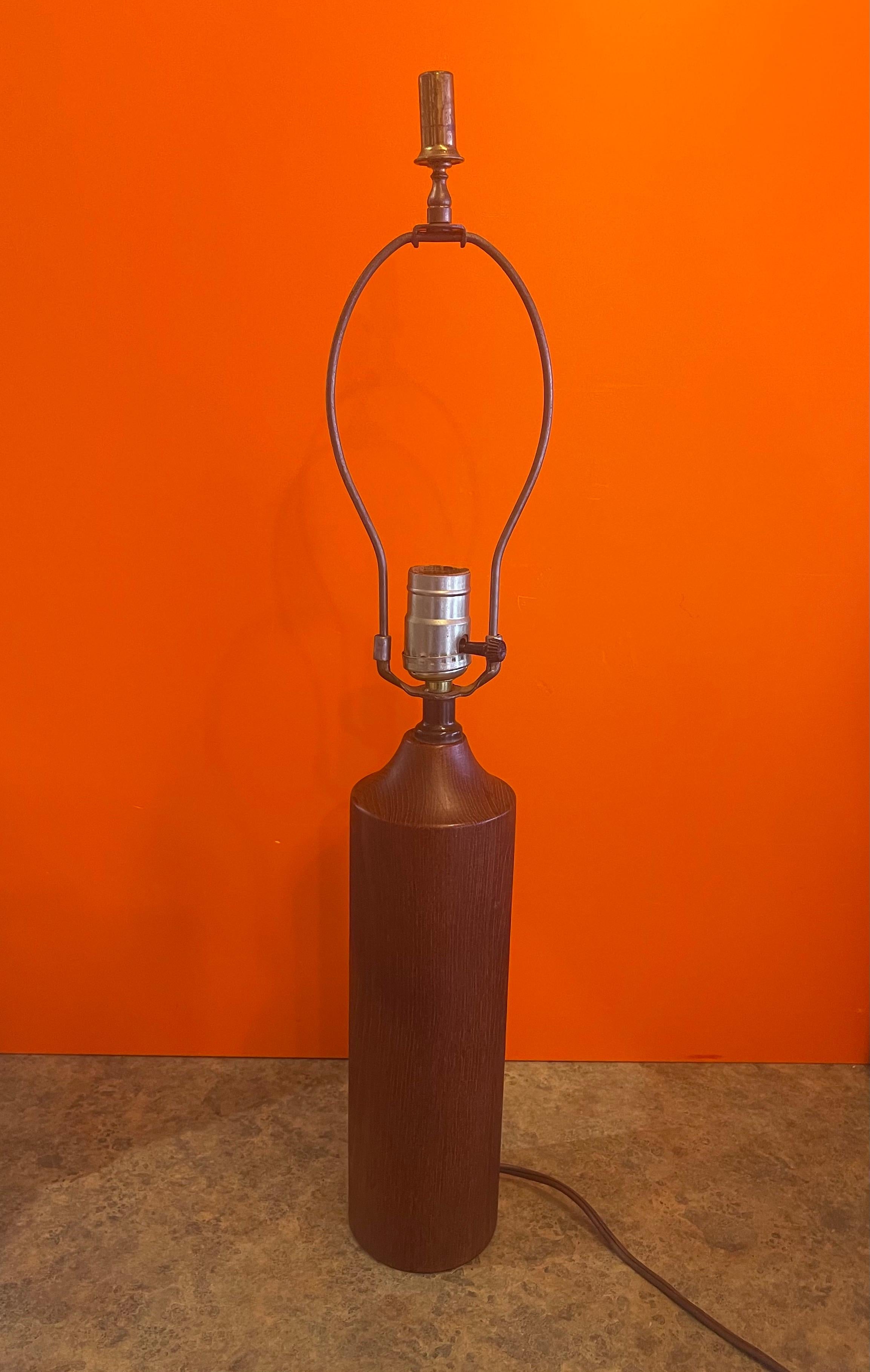Danish Modern Solid Teak Column Table Lamp For Sale 1