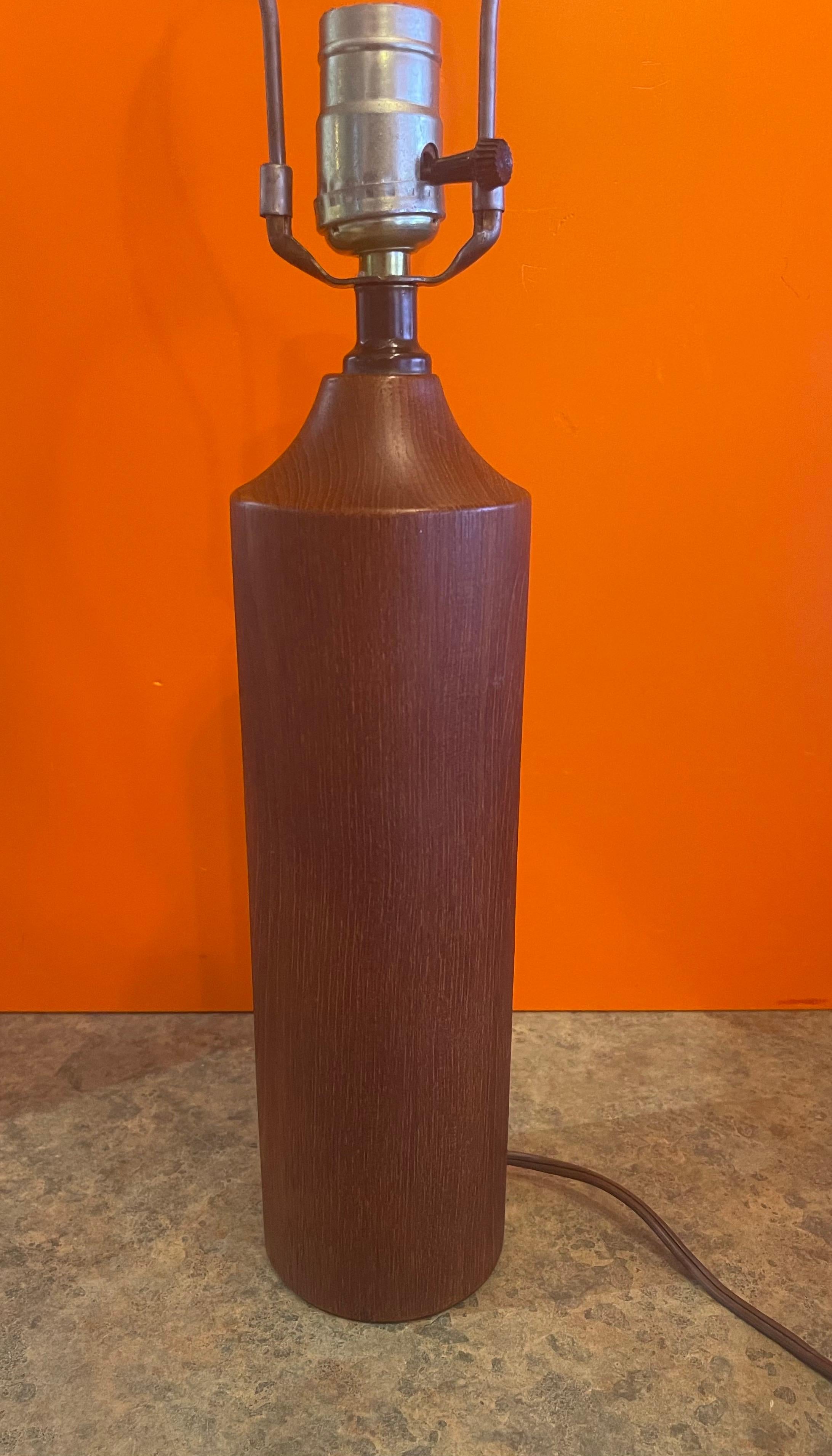 Danish Modern Solid Teak Column Table Lamp For Sale 2