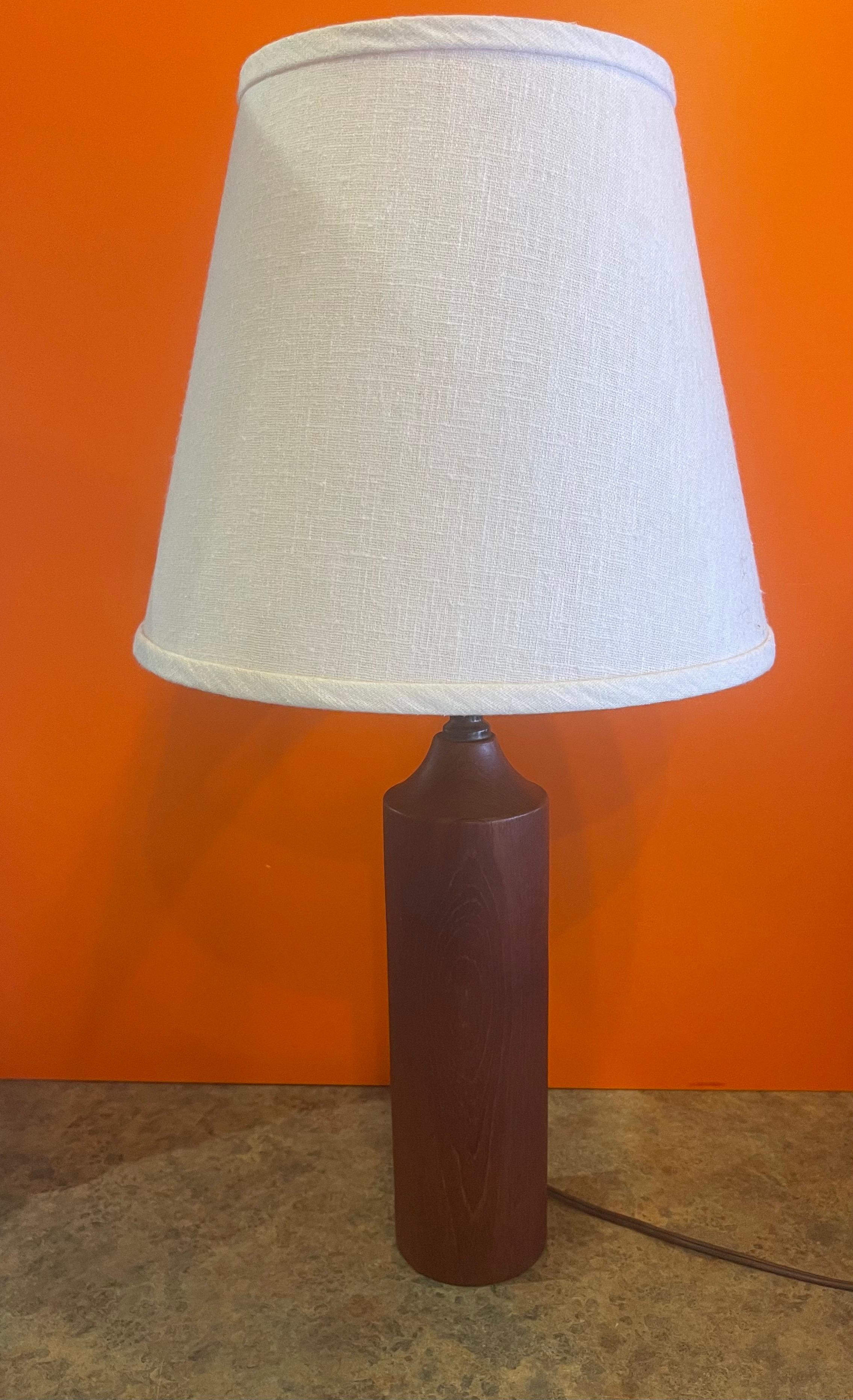 Danish Modern Solid Teak Column Table Lamp For Sale 3