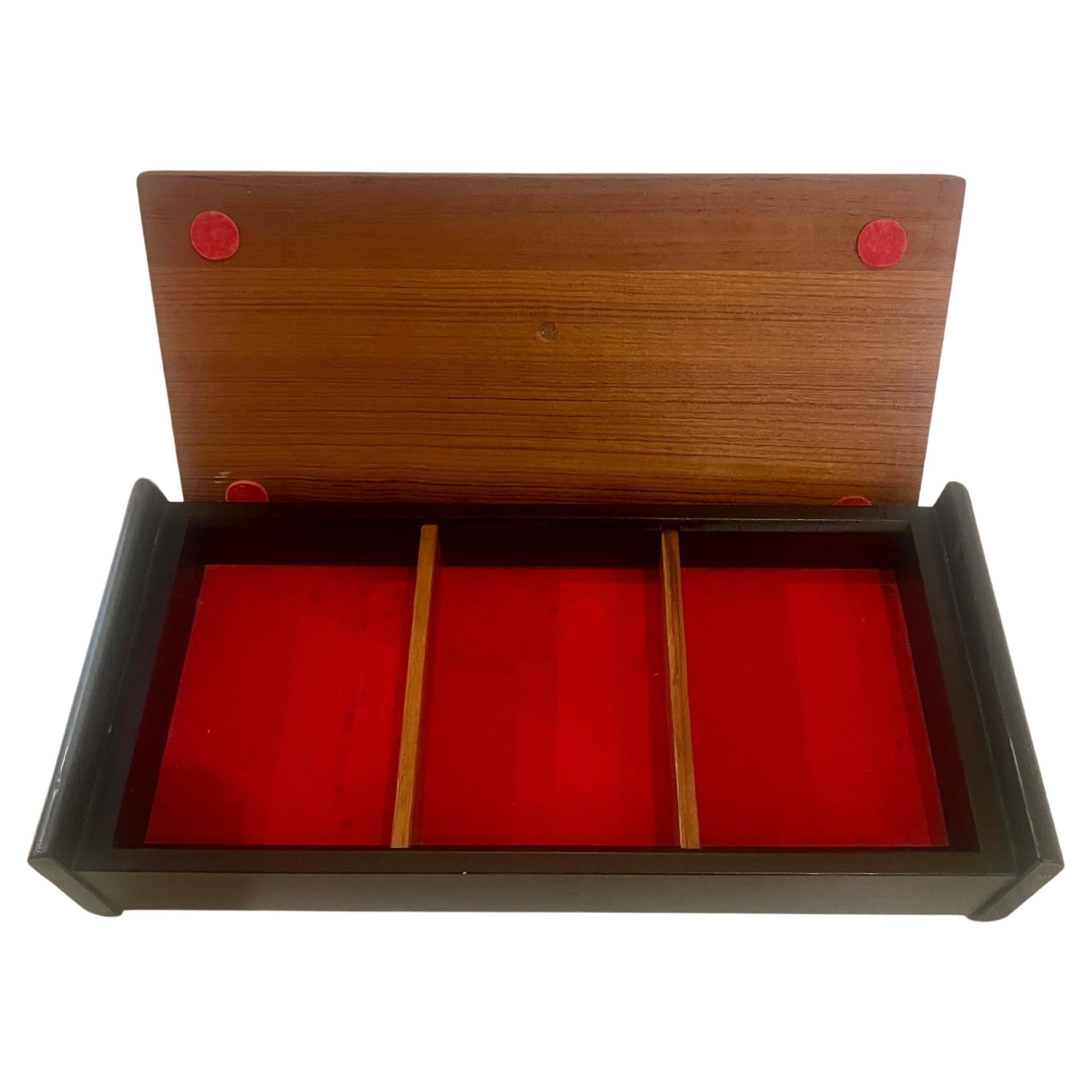 Scandinavian Modern Danish Modern Solid Teak Desk Top Jewelry Box Made in Japan For Sale