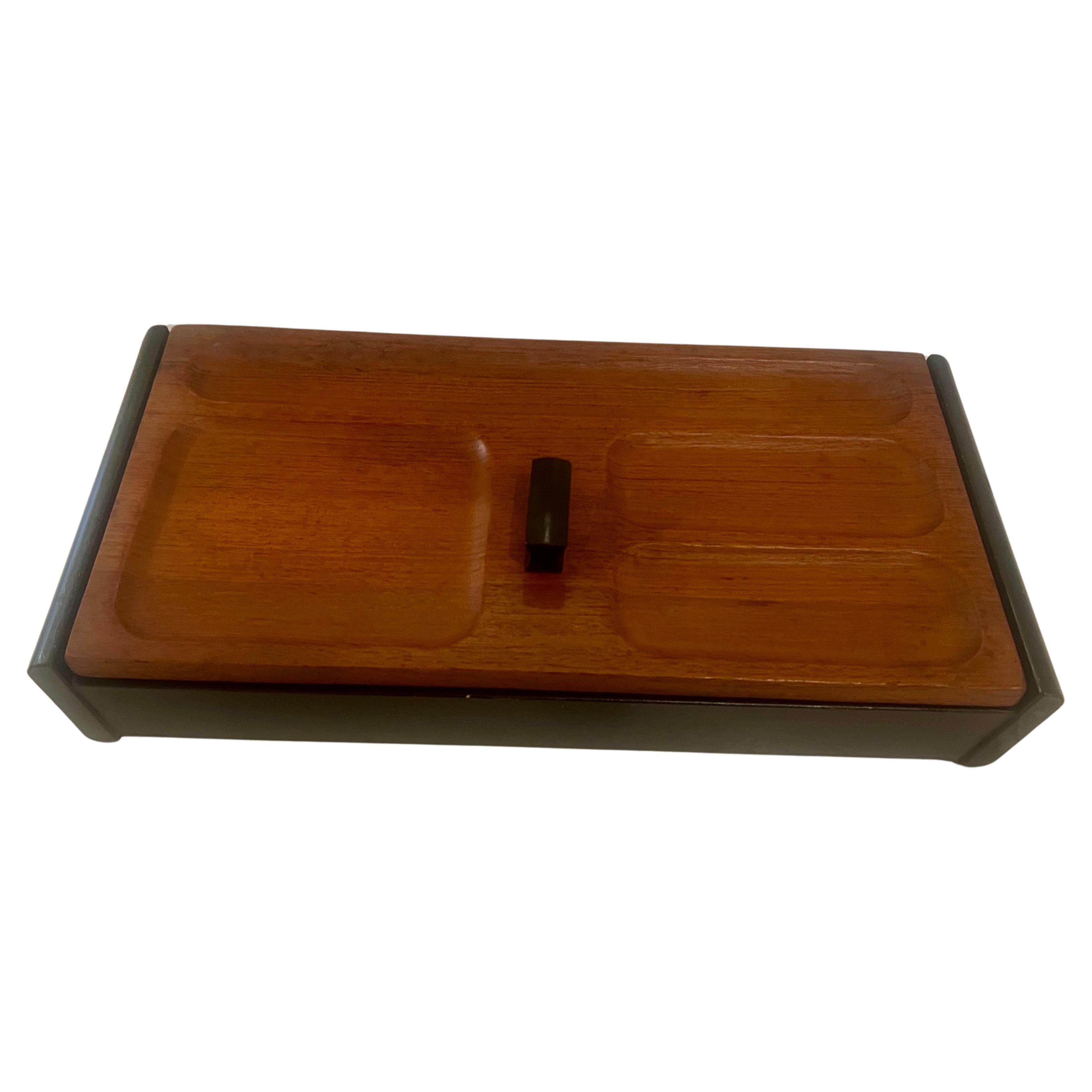 Japanese Danish Modern Solid Teak Desk Top Jewelry Box Made in Japan For Sale