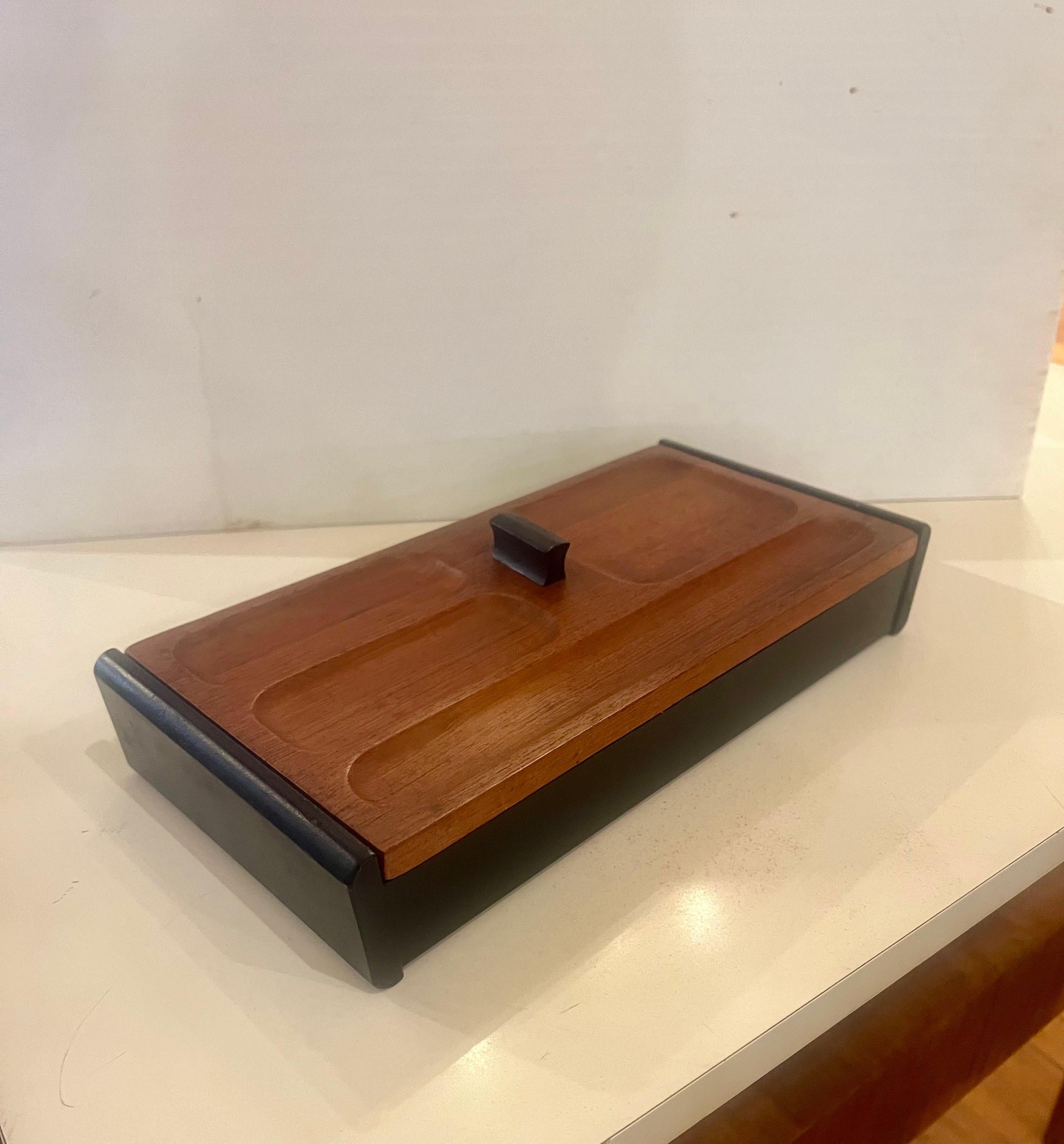 Danish Modern Solid Teak Desk Top Jewelry Box Made in Japan For Sale 2