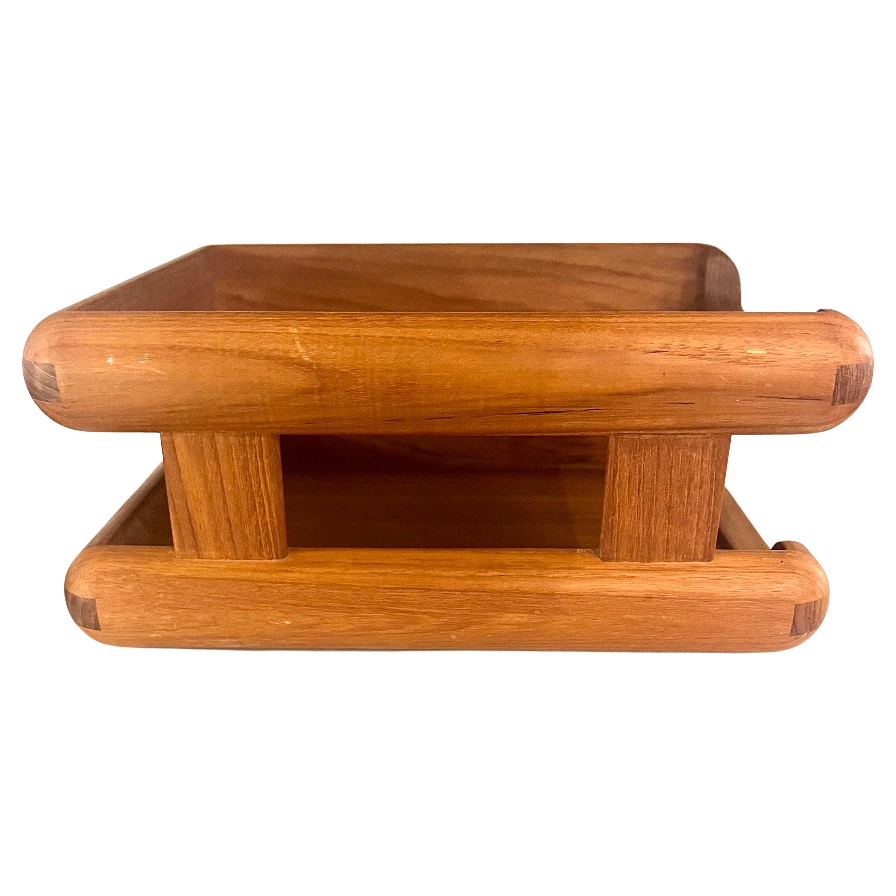 Danish Modern Solid Teak Double Letter Desk Tray  In Excellent Condition For Sale In San Diego, CA