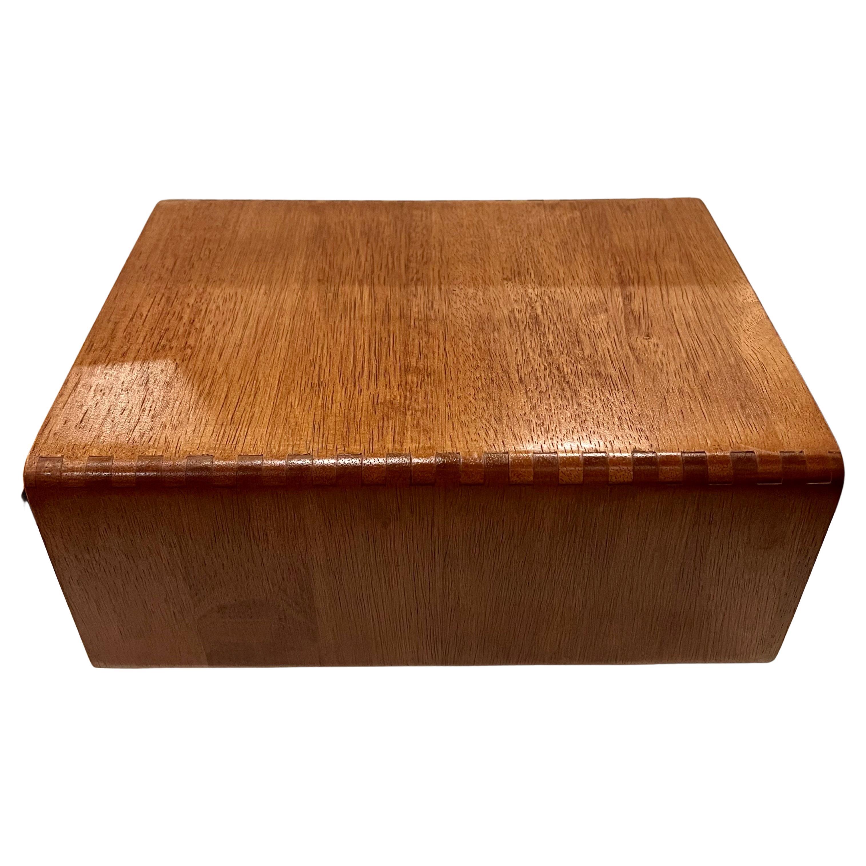 Danish Modern Solid Teak Dovetail Multiuse Box with Drawer In Excellent Condition For Sale In San Diego, CA