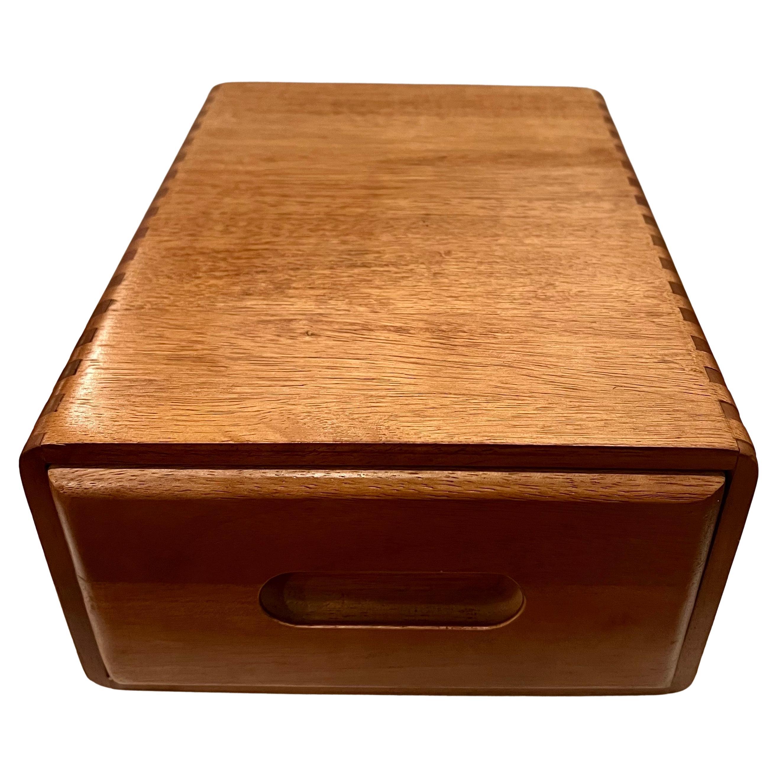 20th Century Danish Modern Solid Teak Dovetail Multiuse Box with Drawer For Sale