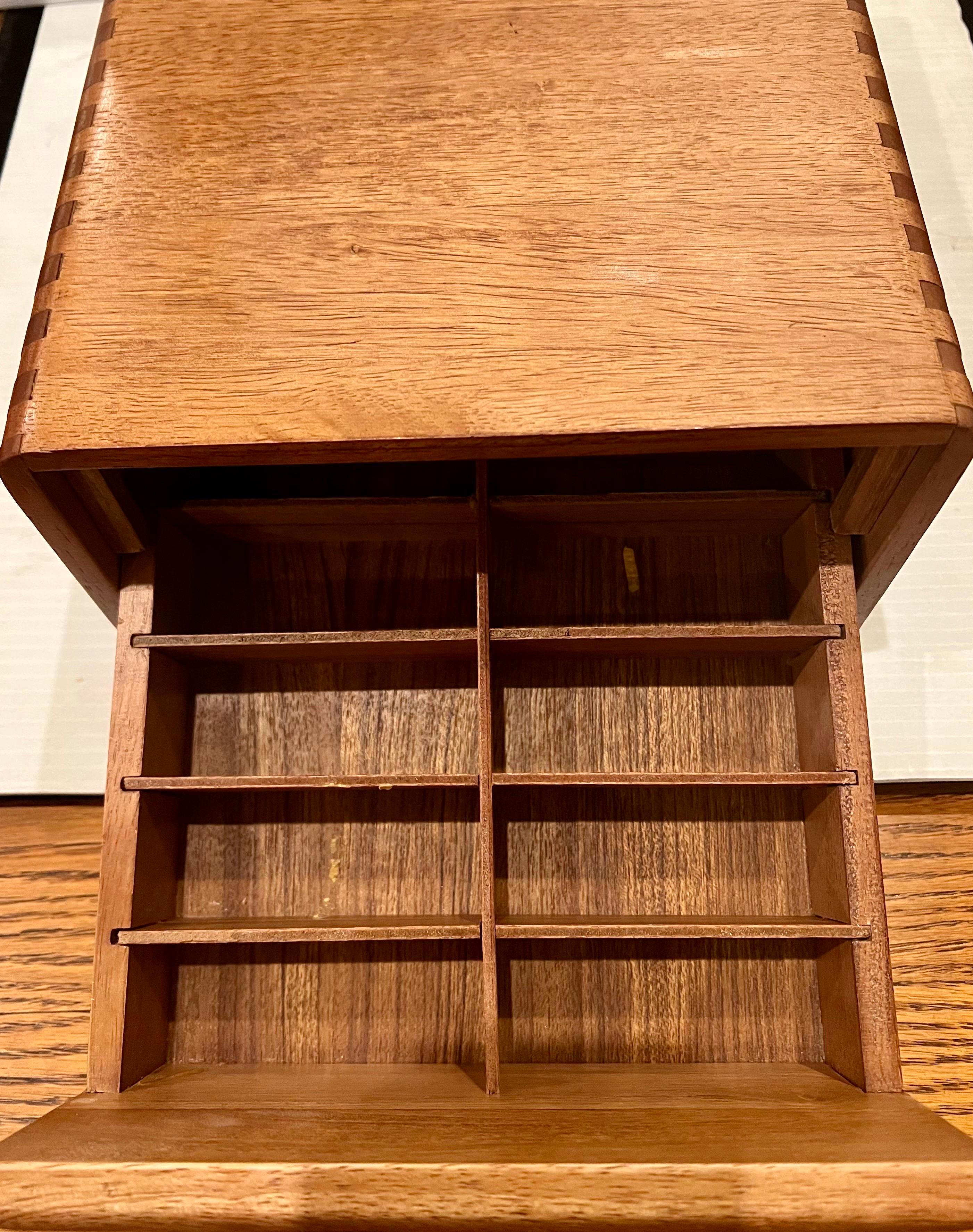 Danish Modern Solid Teak Dovetail Multiuse Box with Drawer For Sale 1