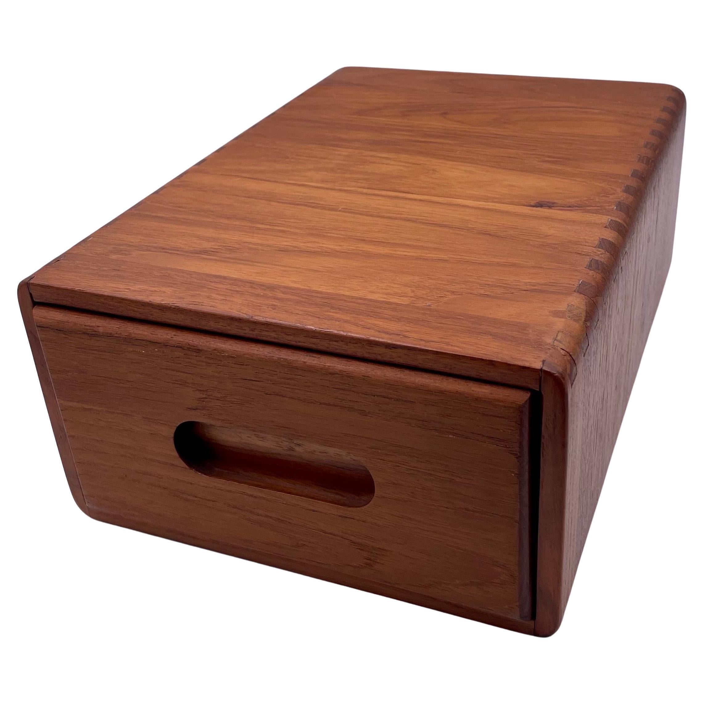 Danish Modern Solid Teak Dovetail Multiuse Box with Drawer