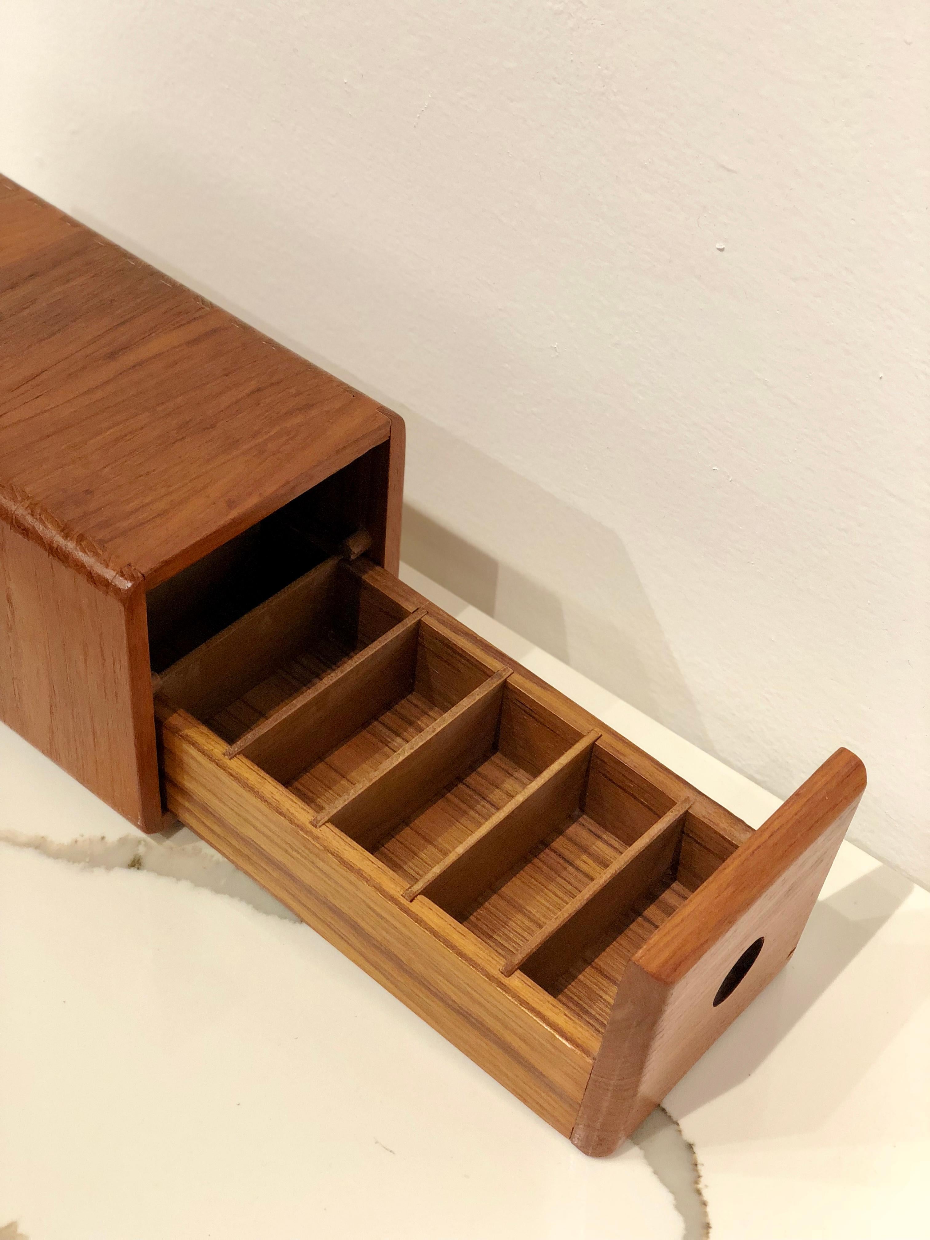 Scandinavian Modern Danish Modern Solid Teak Dovetail Trinket Box with Drawer